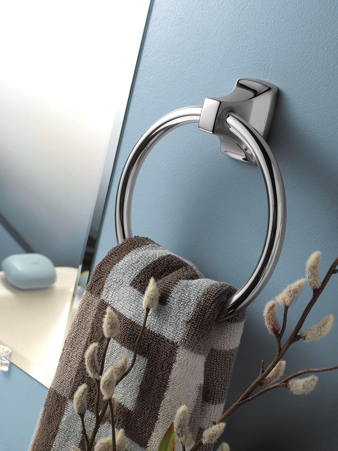 Moen Donnor Collection Chrome 6.25-Inch Diameter Wall Mount Contemporary Bathroom Hand-Towel Ring, P5860