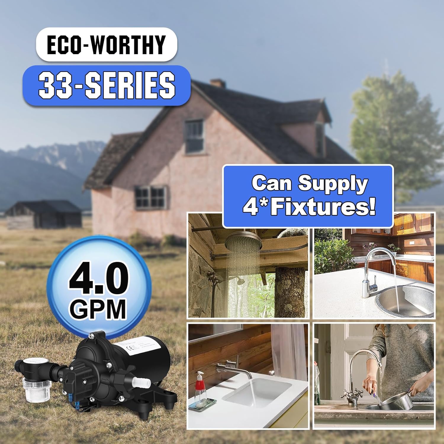 ECO-WORTHY 33-Series Industrial Water Pressure Pump 110V AC 4.0GPM 50P