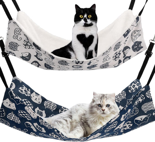 Cat Hammock for Cage Hanging Reversible 2Pack,Pet Hammock Bed Adjustab