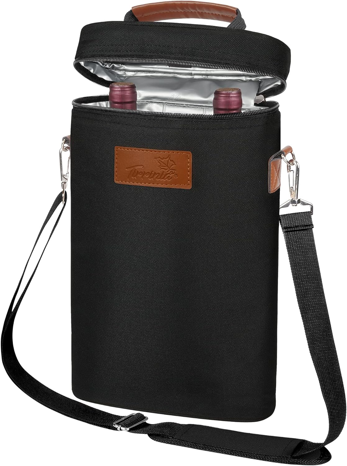 Tirrinia 2 Bottle Leakproof Insulated Wine Tote Carrier Bag - Padded C
