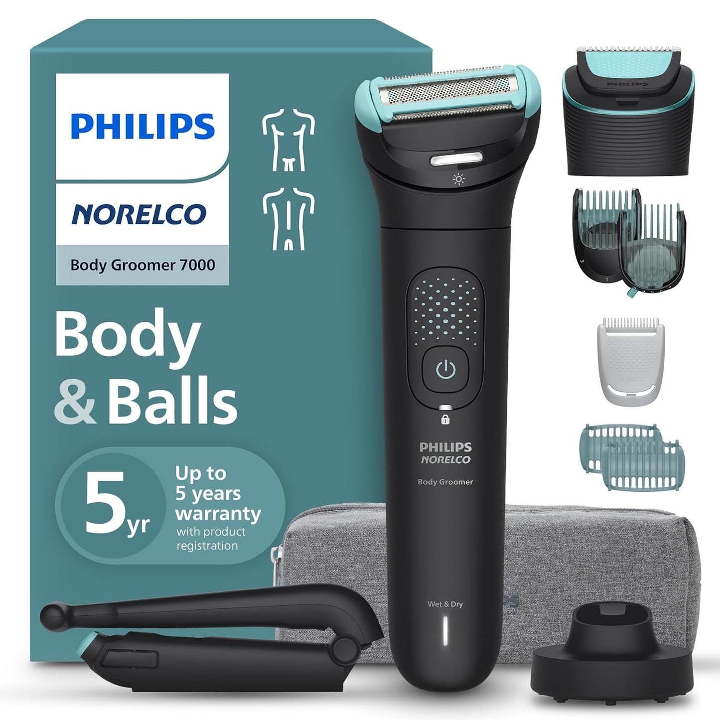 Philips Norelco Body Groomer 7000 Series, Waterproof Men's Full Body G