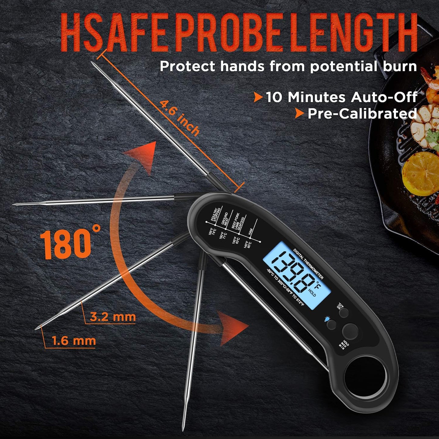 Meat Thermometer Digital, Instant Read Meat ThermometerI for Grill and
