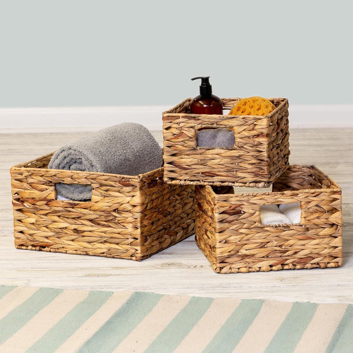 Honey-Can-Do Banana Leaf Storage Baskets –Water Hyacinth Woven Basket,