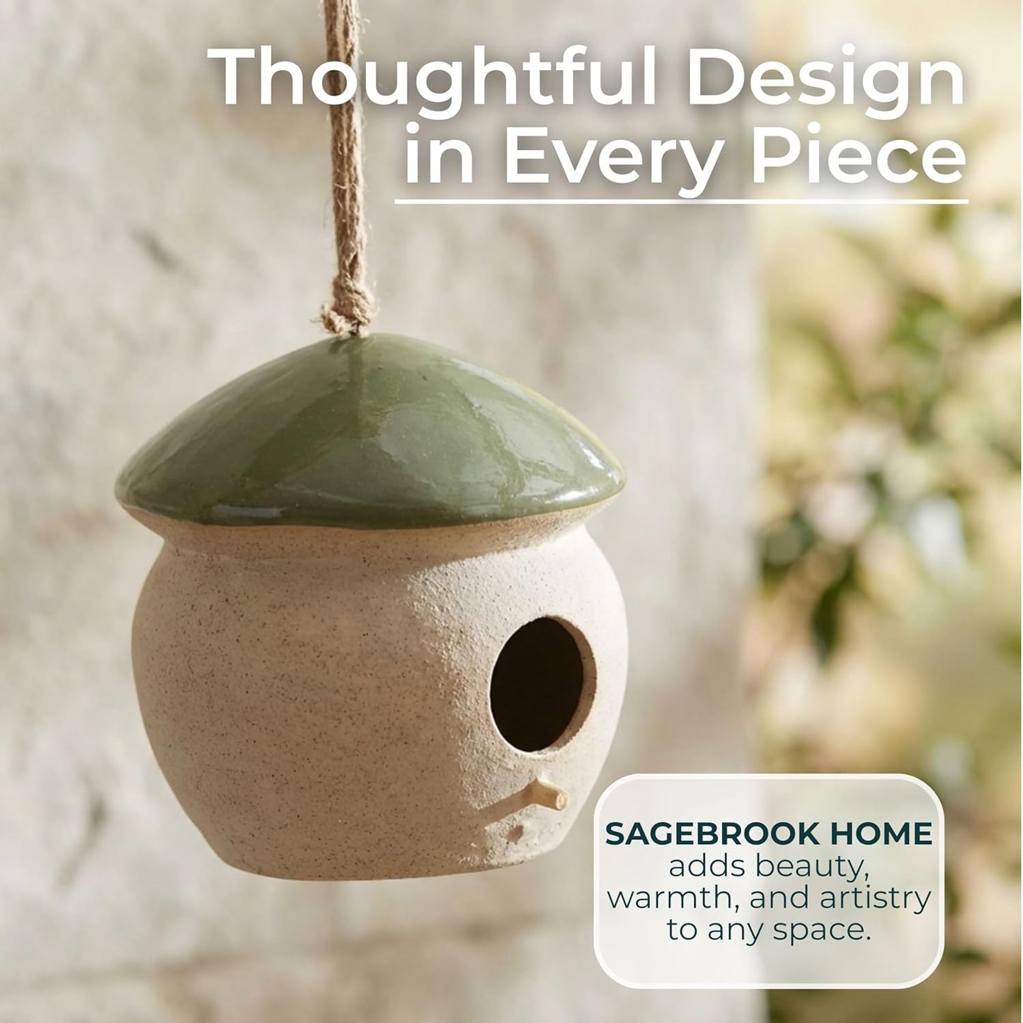Decorative Bird House Feeder for Outdoors - Round Hanging Bird Feeder for Windows, Yard, and Garden Display - Charming Bird Houses for Outside Patio, Backyard, and Tree Decoration - 4", Green
