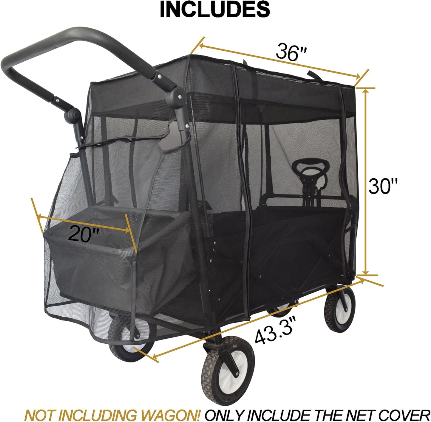 Mosquito Net for Wagon Universal, Bug Net Cover for Collapsible Beach 
