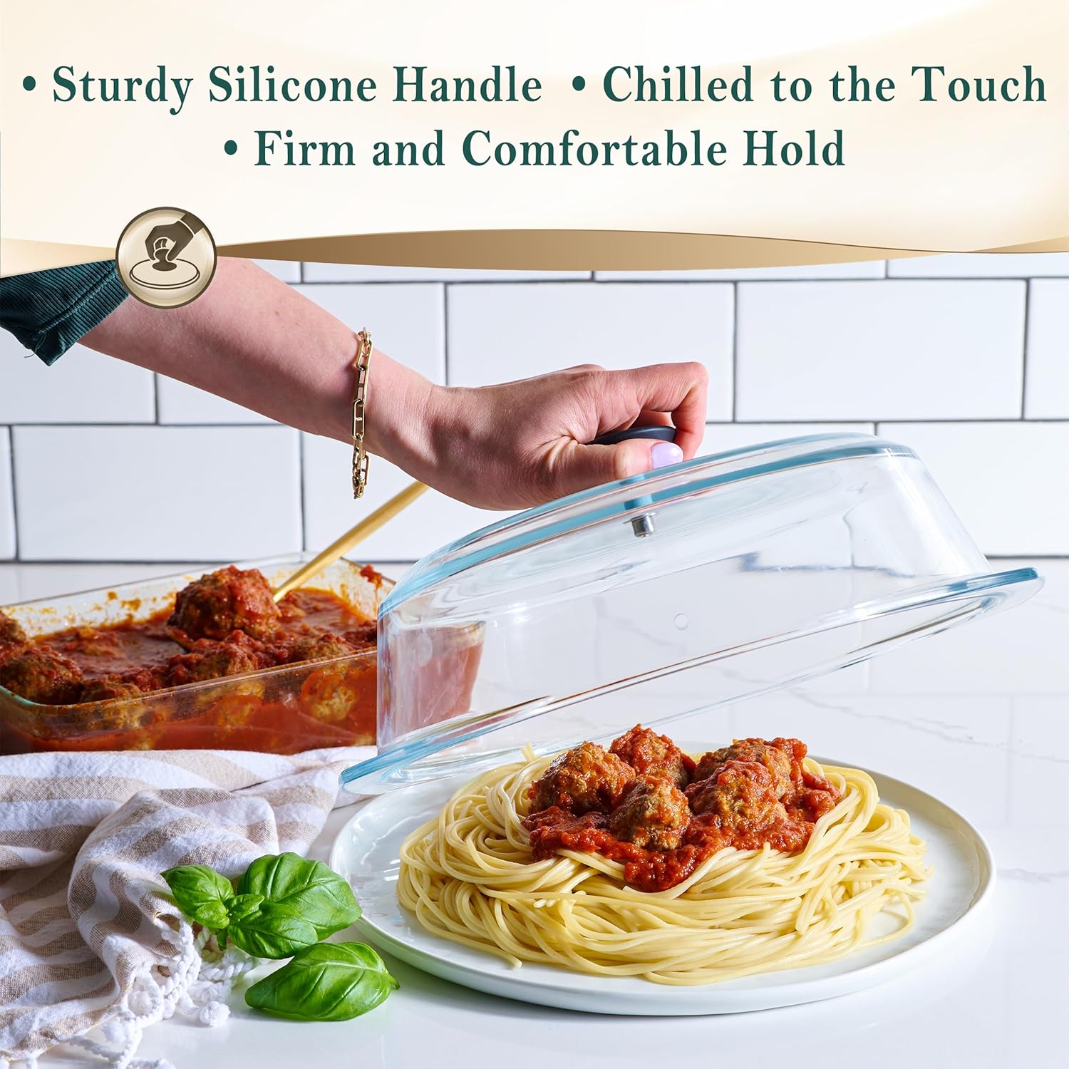 Le’raze Tall Glass Microwave Splatter Cover for Food - Cookware & Bake