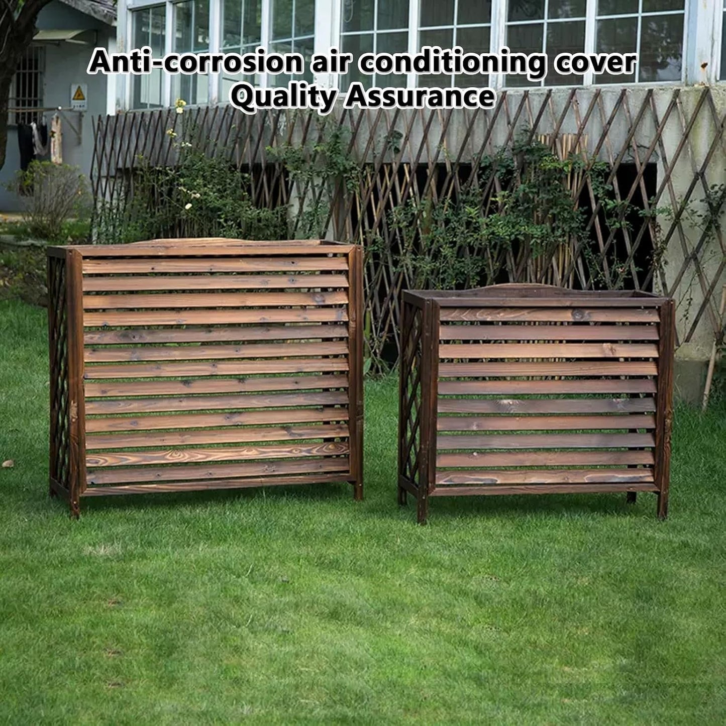 Air Conditioner Flower Stand,Freestanding Louvered Space Divider,Air Conditioning Cover for Outside Unit Plant,Suitable for Outdoor air Conditioner,for Outside Units. (Size : 105 * 47 * 80)