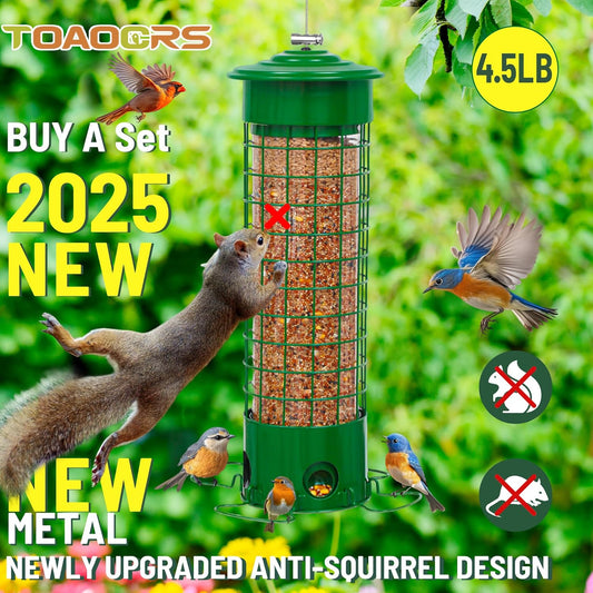 Squirrel Proof Bird Feeders,Bird Feeders for Outdoors for Viewing Lovers,4.5LB Large Capacity Design,Suspended All-Metal Trim 16.3 Inch All Weather Feeder