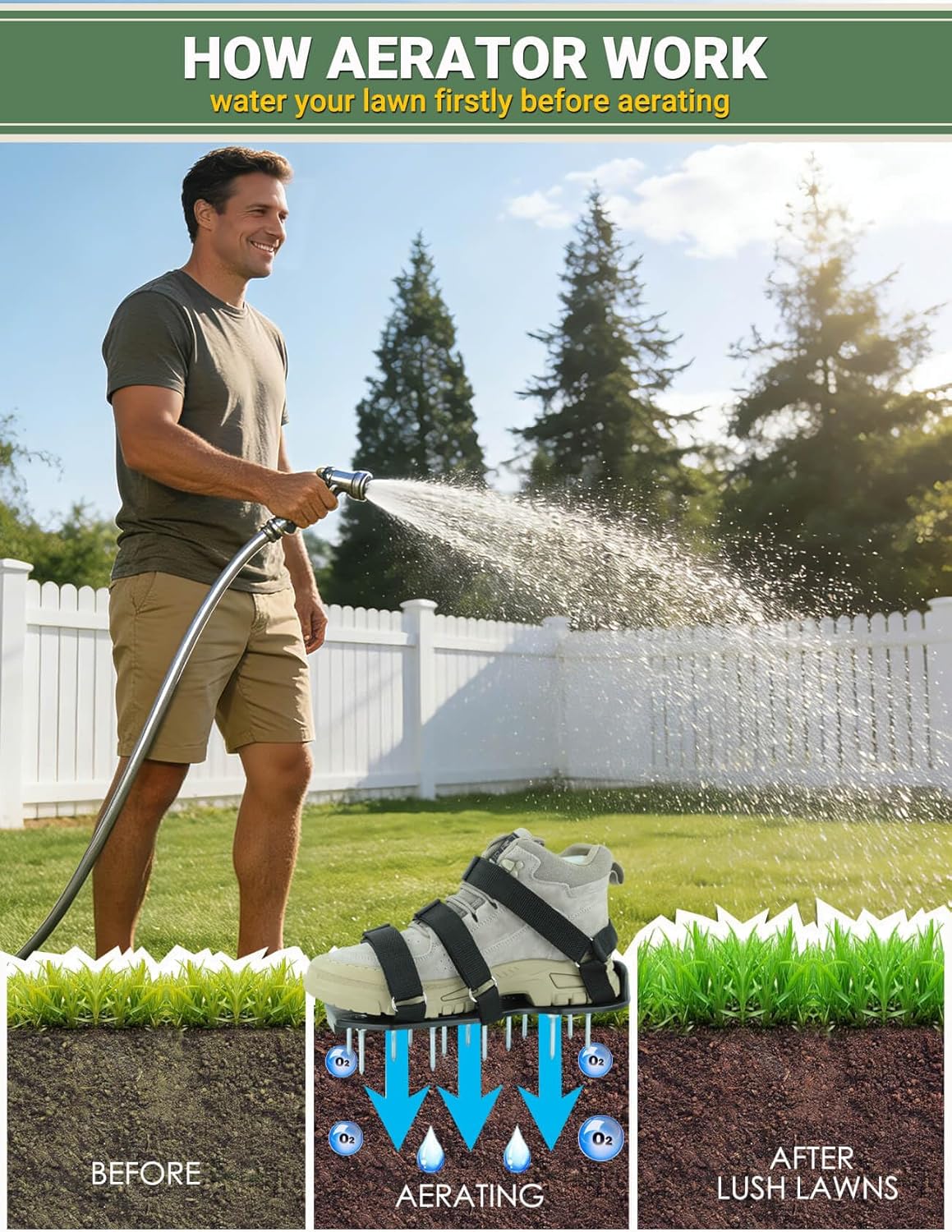 Lawn Aerator Shoes for Lawn, Soil Yard Aerator Tool with Hook & Loop S
