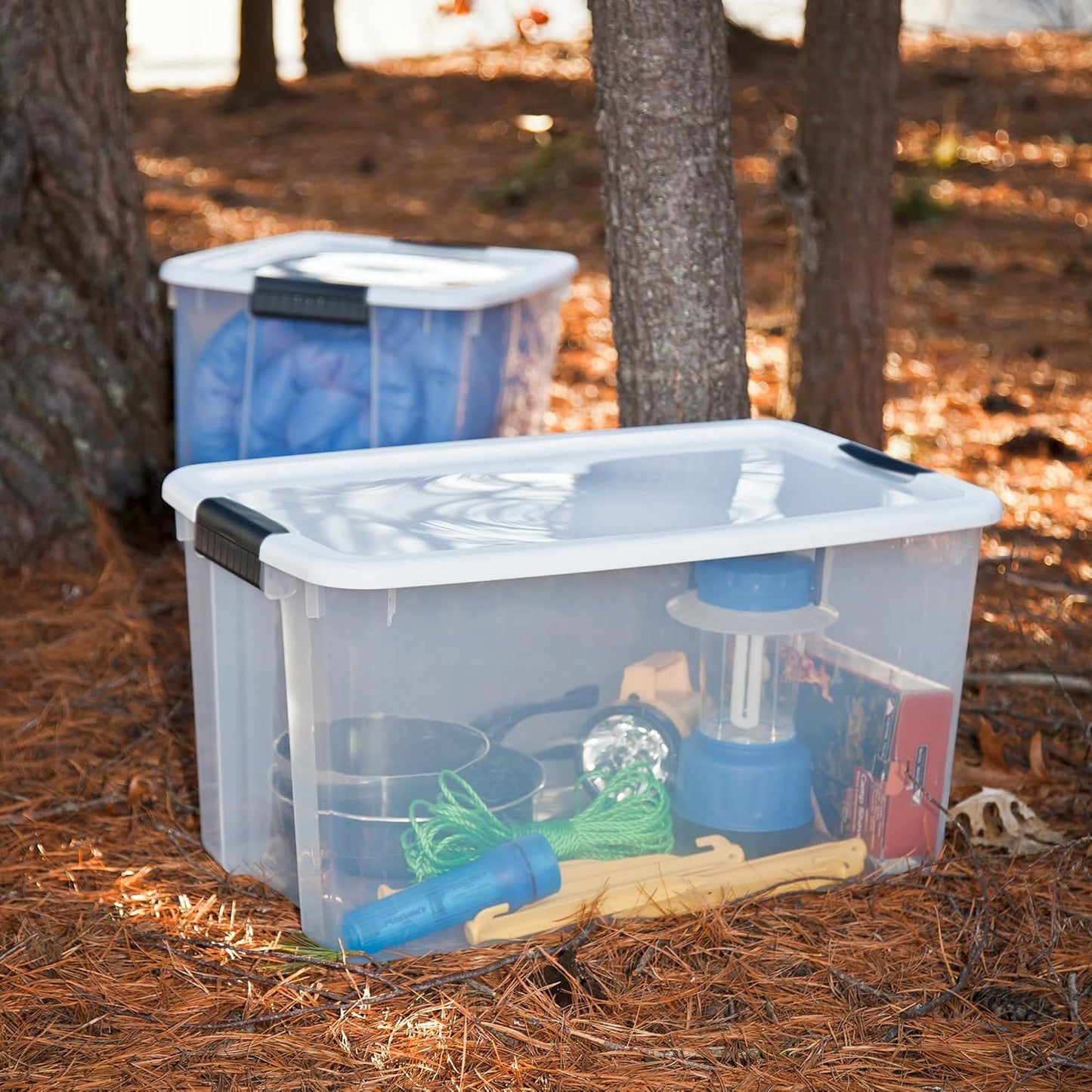 Sterilite 4 Pack Ultra Latching Box, Storage Bins with Lids, Clear Pla