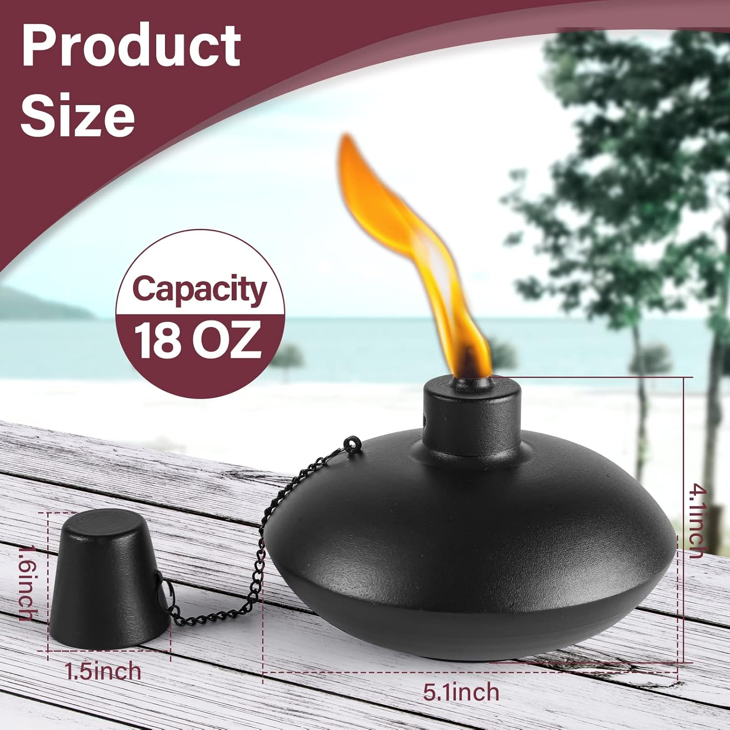 ZSZMFH 4 Pack Metal Table Top Torches,18 oz Citronella Torches for Out