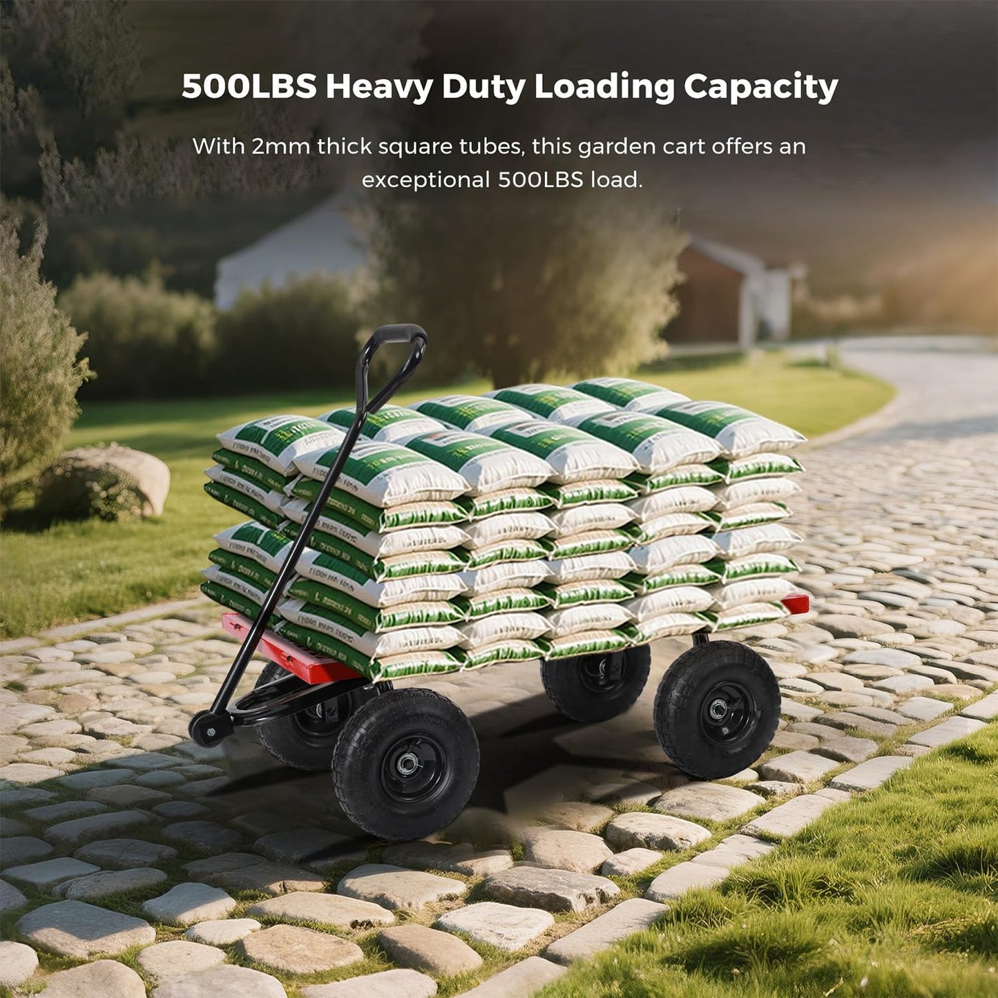 SUNNYFEEL 500 Lbs Capacity Heavy Duty Mesh Steel Garden Cart,Folding U
