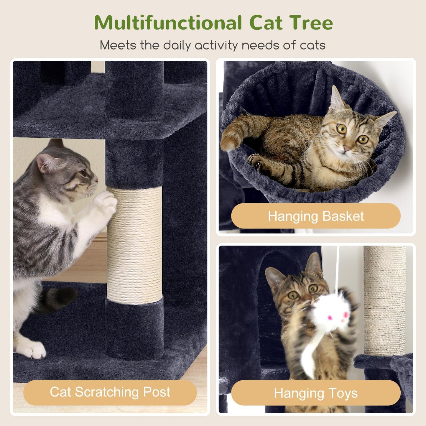 Globlazer Corner Cat Tree 66 inch Multi-Level Climbing Tower Kitty Con