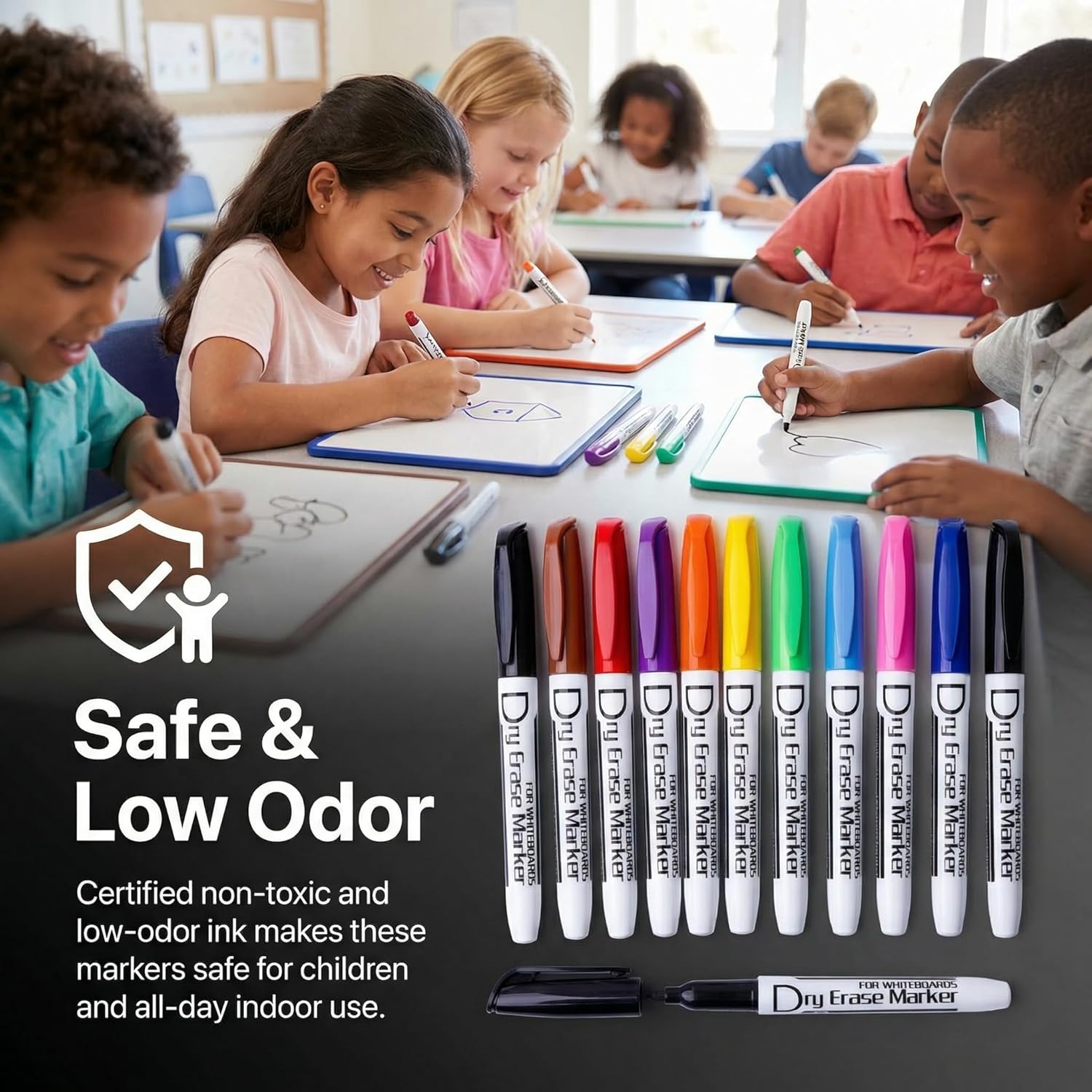 Volcanics Dry Erase Markers Low Odor Fine Whiteboard Markers Thin Box 