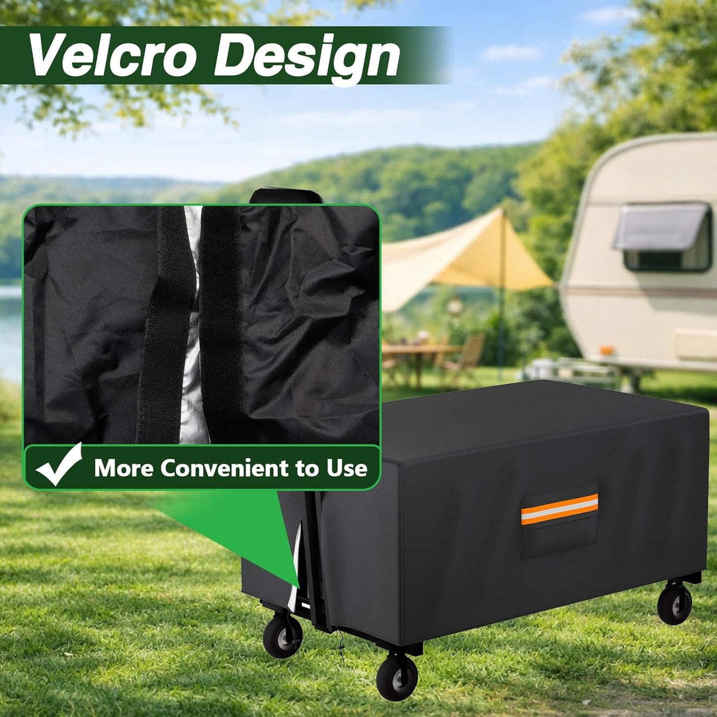 Outdoor Folding Wagon Cover, 38" L x 22" W x 20" H Heavy Duty 420D Waterproof Garden Cart Cover for Collapsible Wagon Carts with Portable Pocket Bottom Drawstring Reflective Strip
