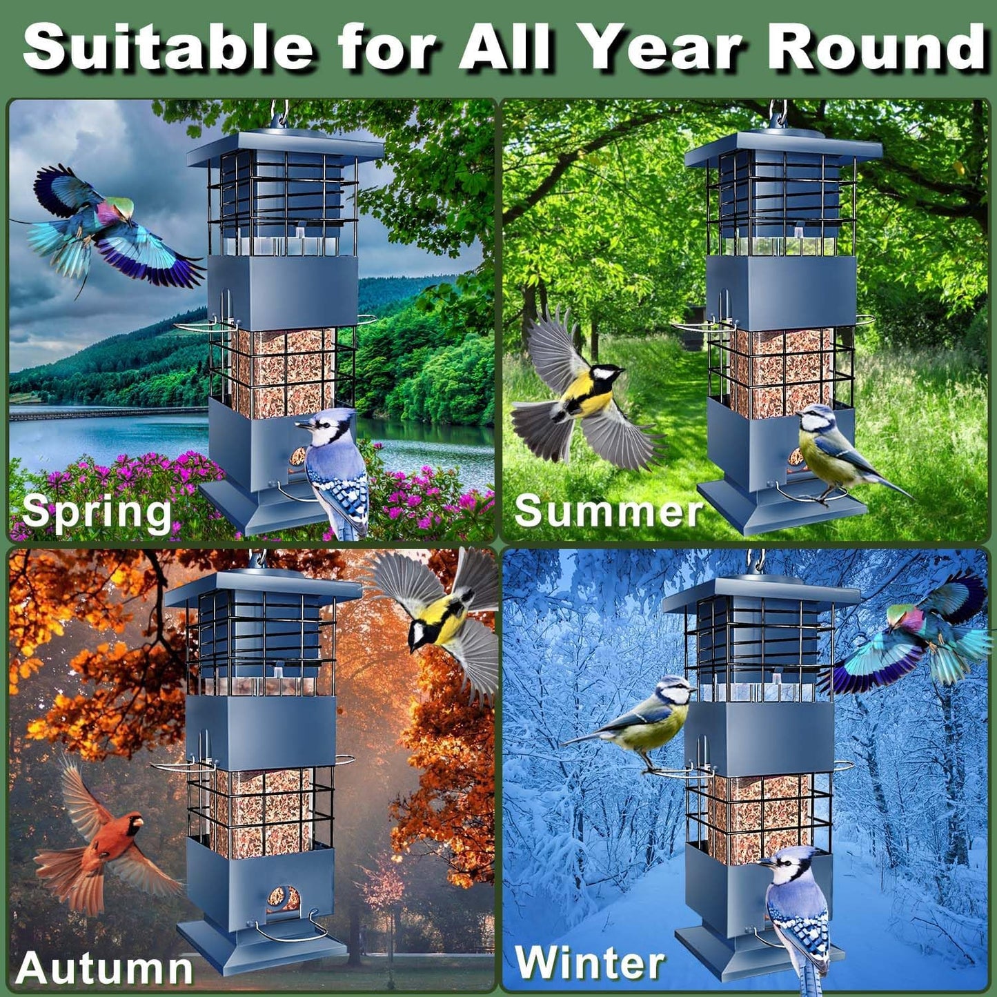 Squirrel Proof Bird Feeder,3Lbs Metal Birdfeeders Squirrel Proof with 