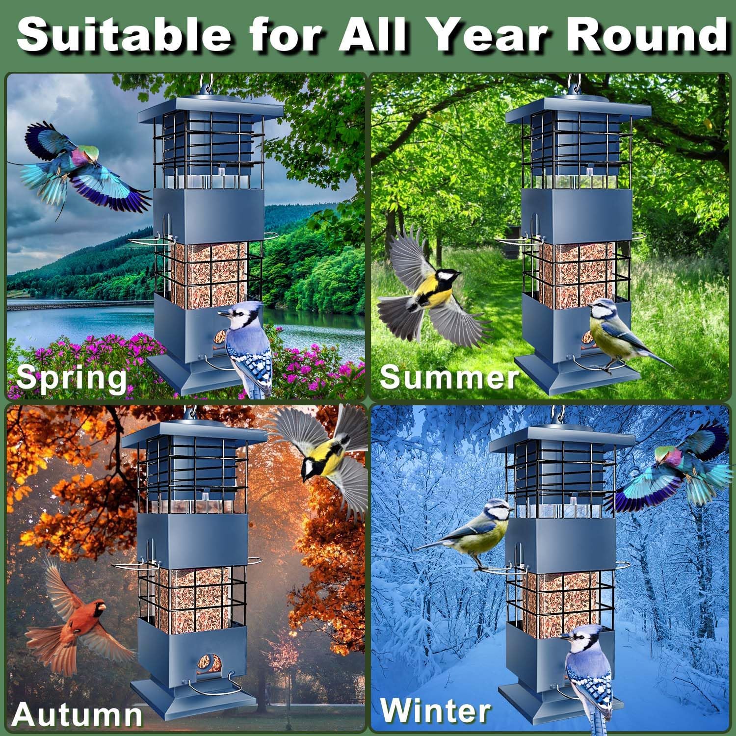 Squirrel Proof Bird Feeder,3Lbs Metal Birdfeeders Squirrel Proof with 