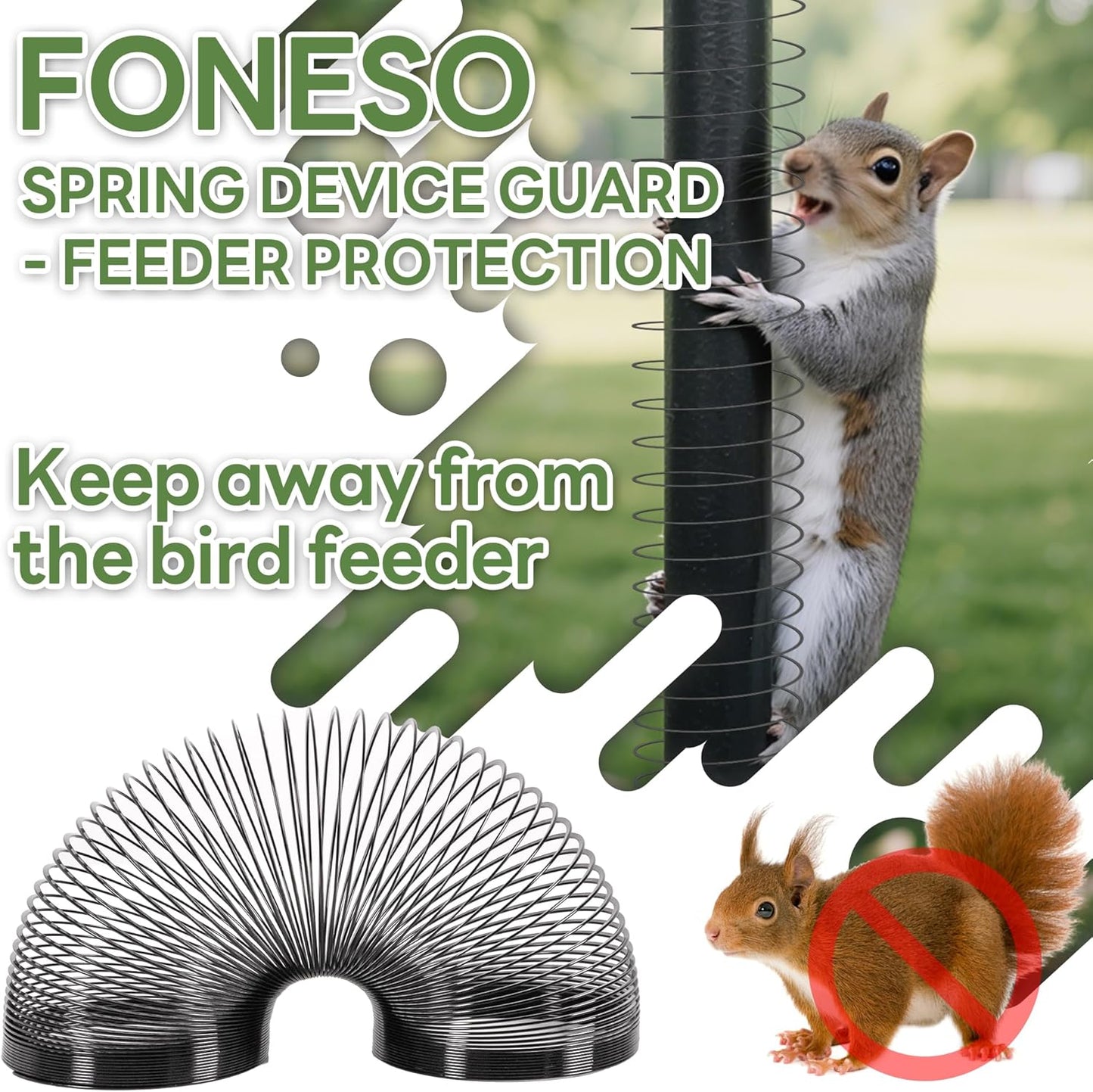 Foneso Squirrel Proof Spring Device 2 PCS, Metal Squirrel Baffle Barri