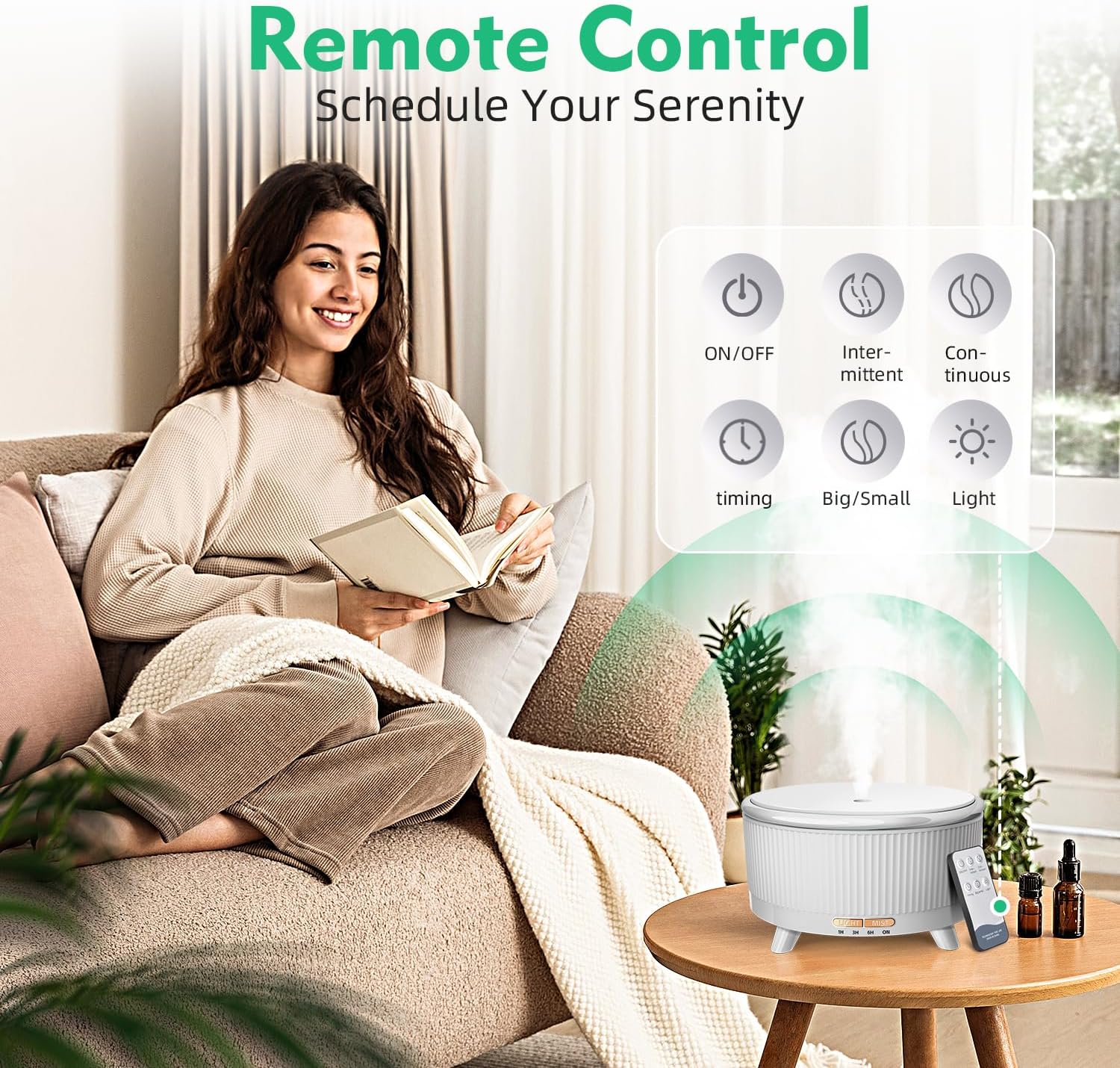 20-Hour Long-Lasting Aromatherapy, 500ML Large Essential Oil Diffuser: