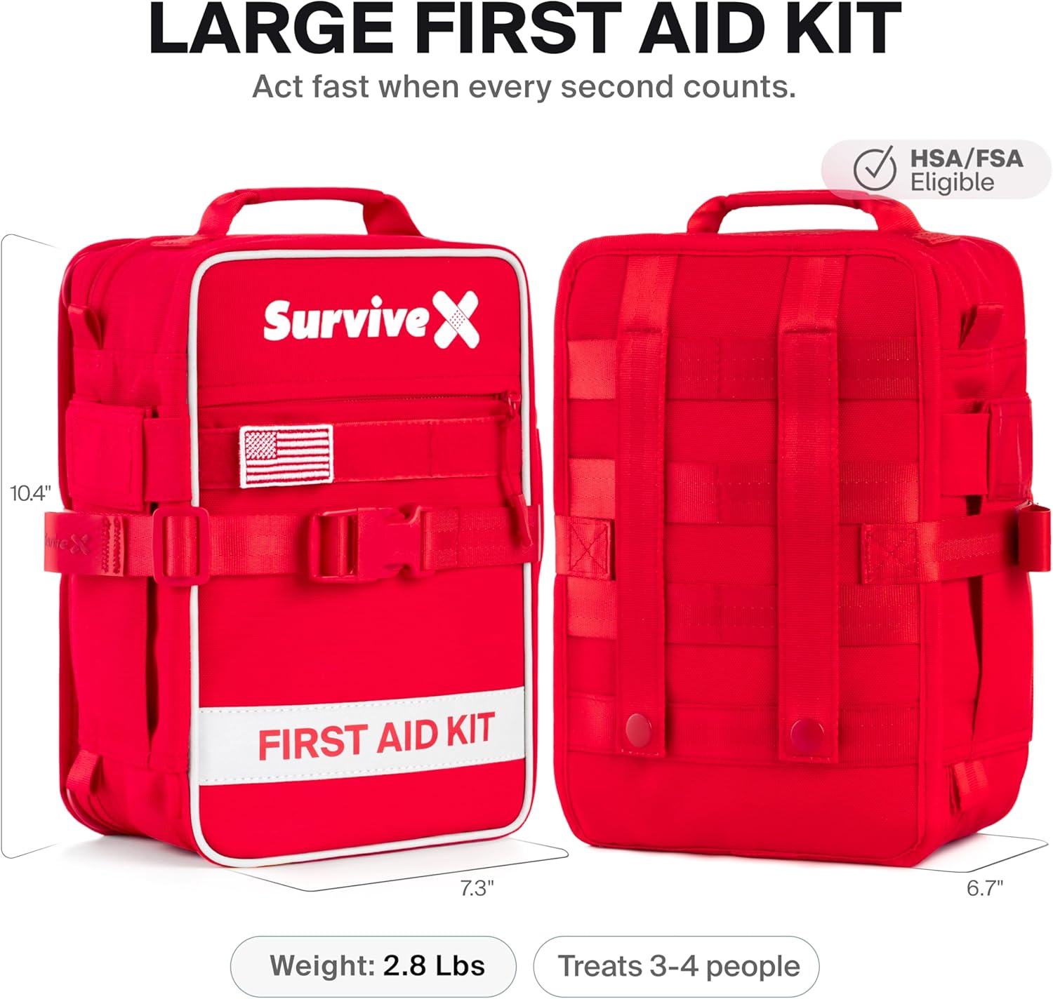 Large First Aid Kit for Car, Travel & Home - Emergency Kit for Hiking,