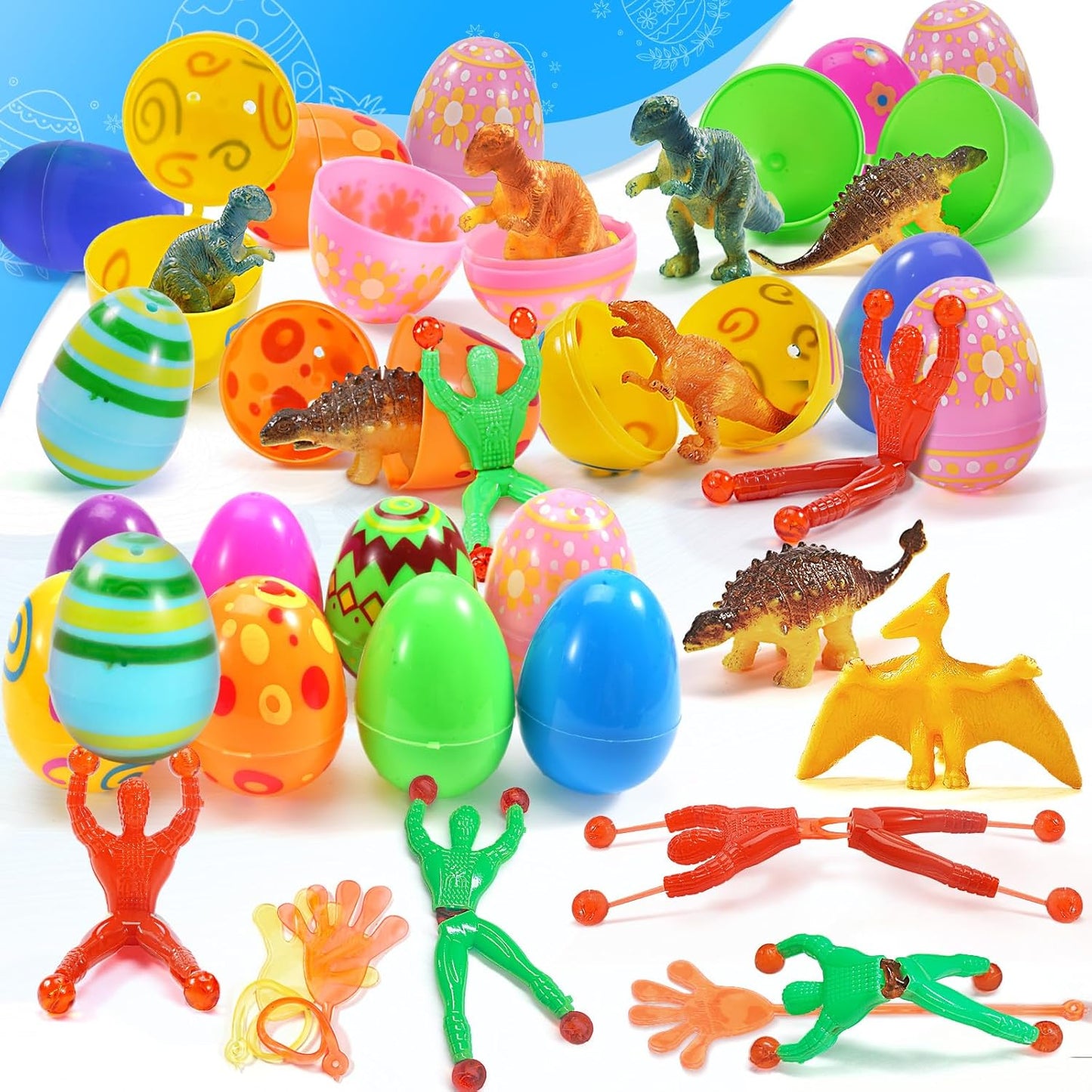 WEARXI 100PCS Prefilled Easter Eggs with Toys, Easter Basket Stuffers, Easter Eggs Filled, Easter Basket Stuffers for Toddler Teens Boy Girl, Plastic Easters Egg, Party Favors Easters Gifts for Kids