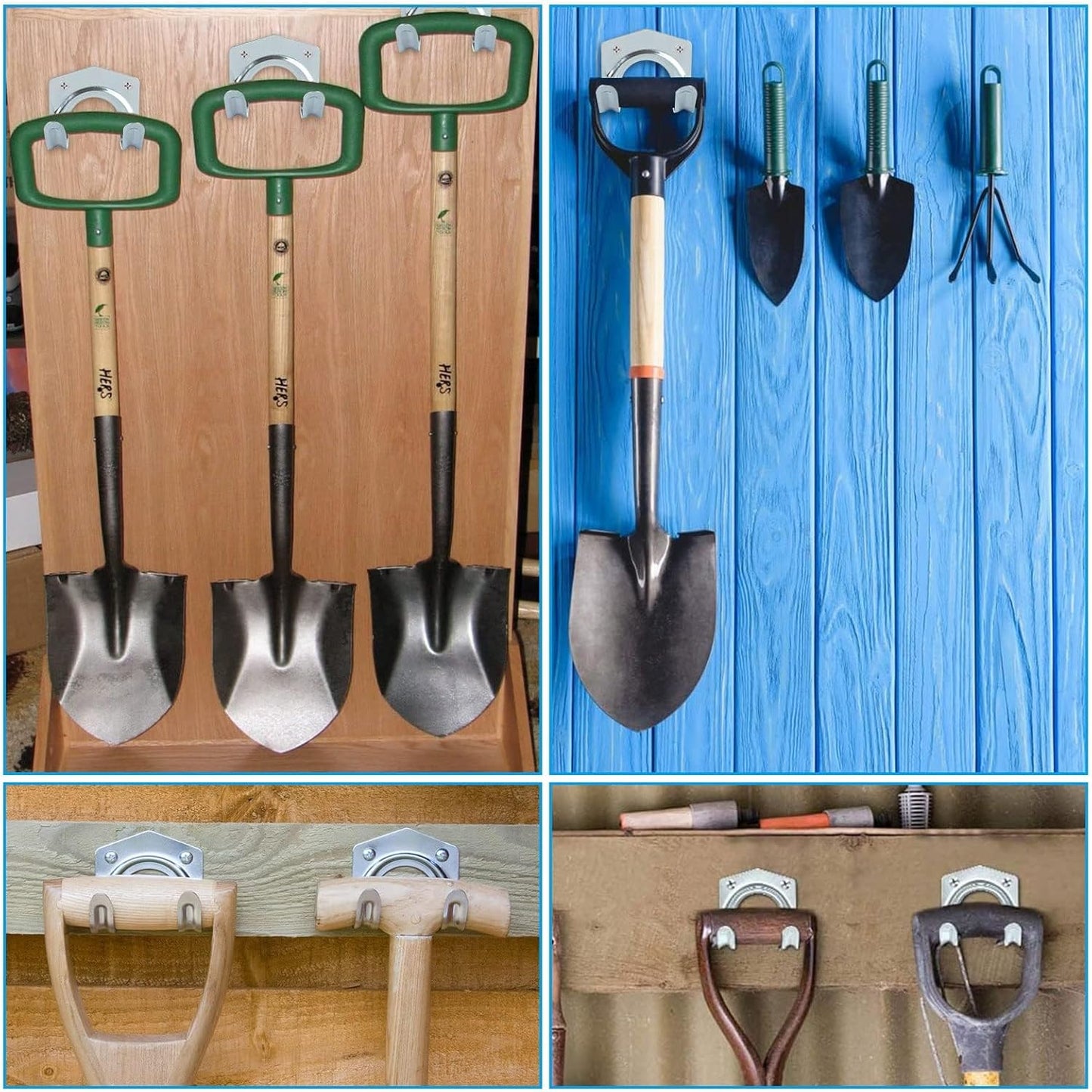 5 Pack Hanger Hooks Set with Screws, Wall Mounted Tool Hangers Garage Storage Hooks for Garage Shed Hanging Bracket Garden Tools