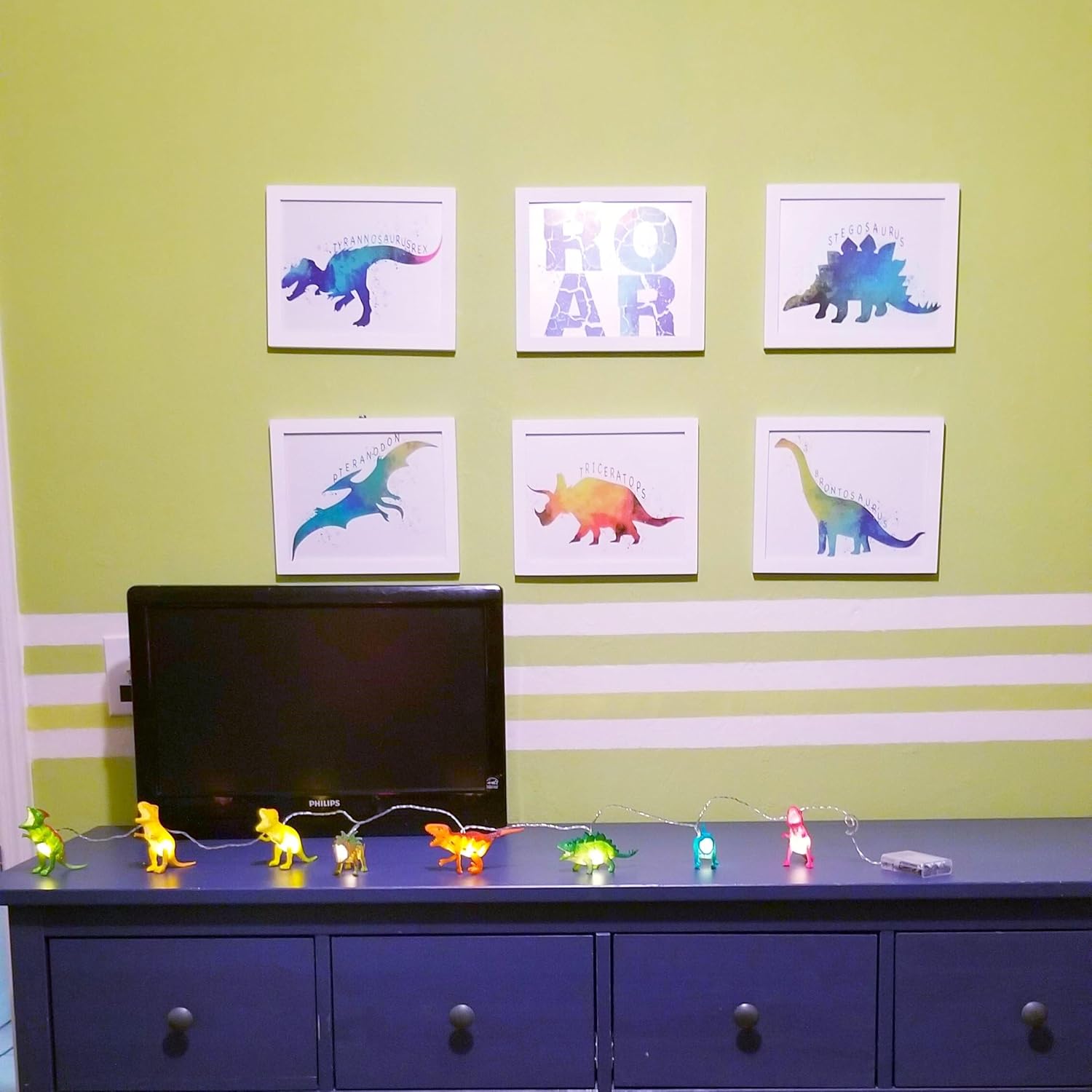 LED Dinosaur String Lights - Battery Operated, Perfect for Boys Room D