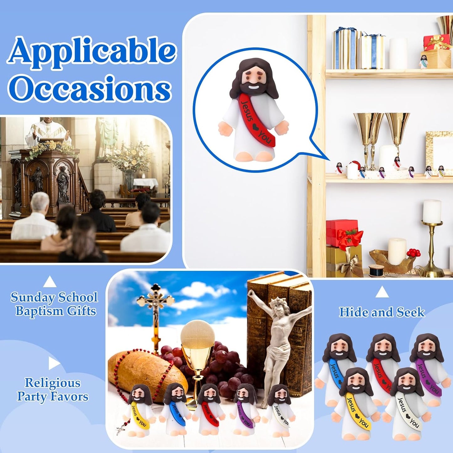 Bememo 25 Pcs Little Jesus Figures, Mini Jesus Loves You Figures, Orig