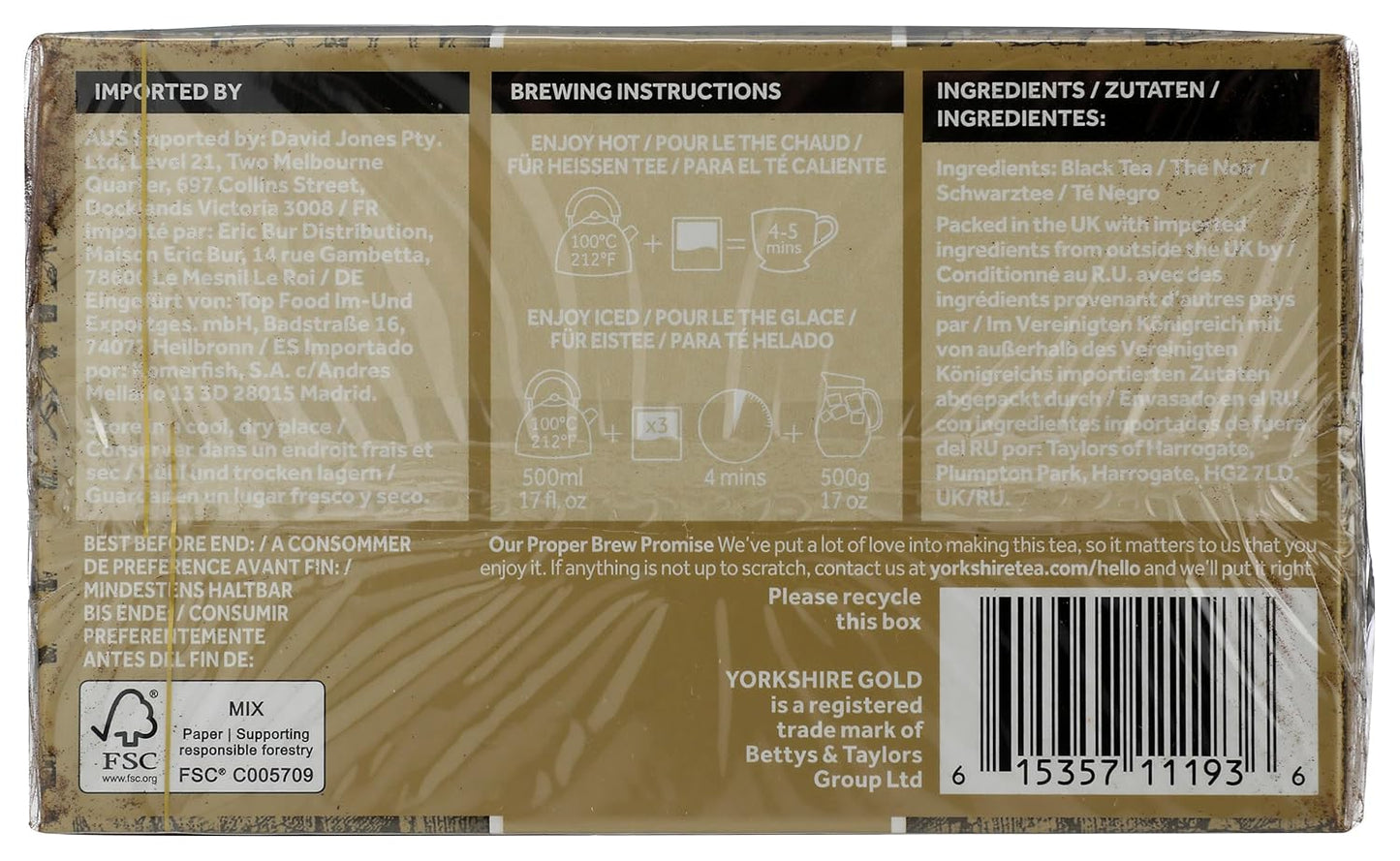 Yorkshire Tea, Gold, Pillow Tea Bags, 40 Count (Pack of 1), Premium Blend, Rich, Smooth, and Satisfying, Classic British Breakfast Blend, Caffeinated, Enjoy Hot or Iced, 40 Teabags
