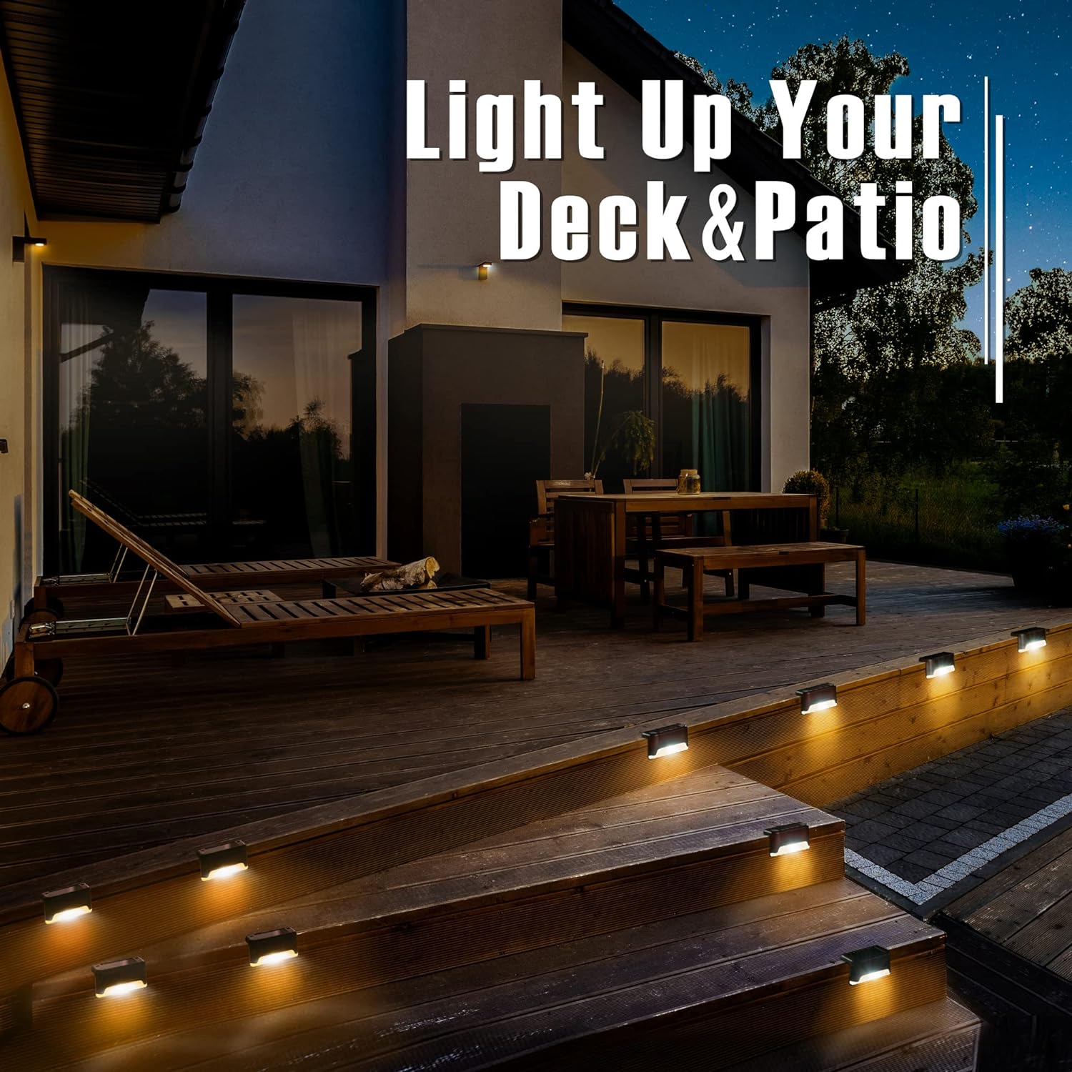 GIGALUMI Led Solar Deck Lights, 16 Pack Waterproof for Outdoor Stairs,