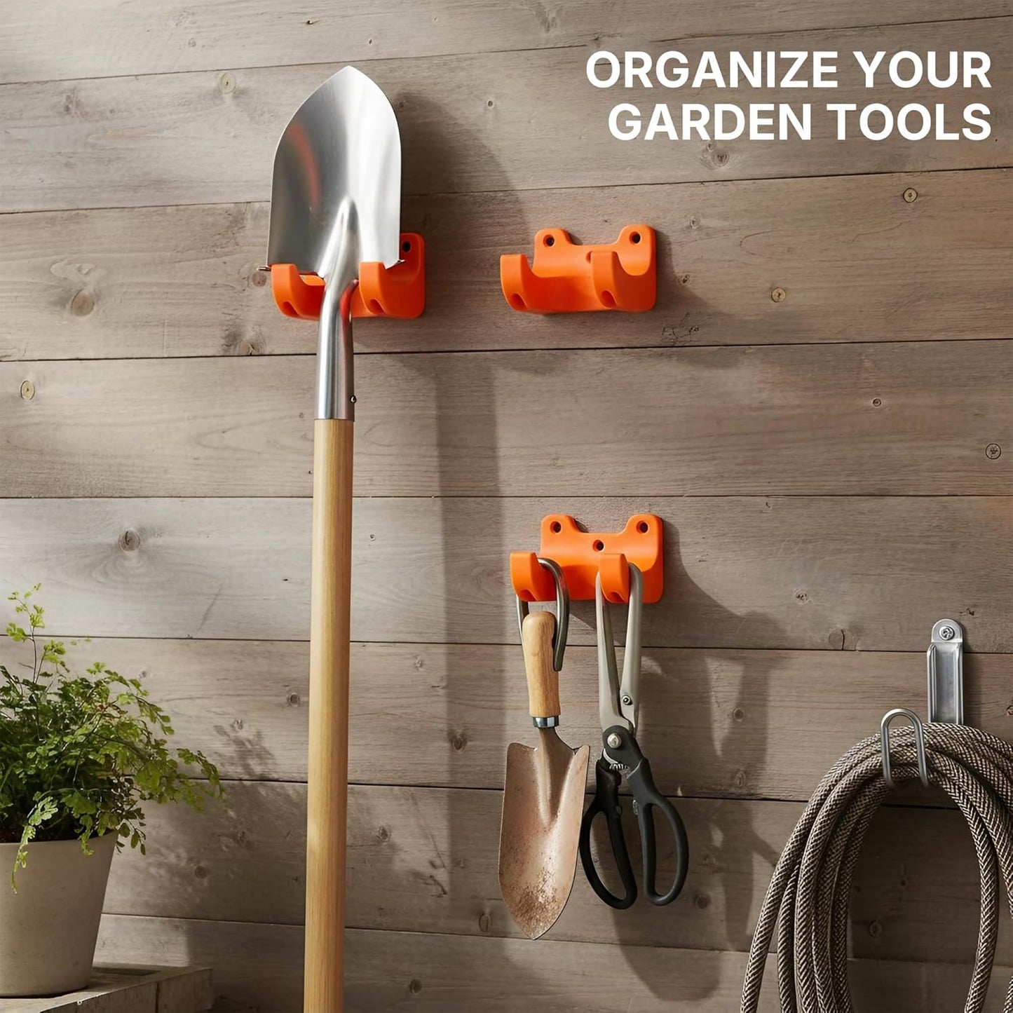 2-Pack Outdoor Garden Tool Hangers with Screws, Tool Storage Rack for 