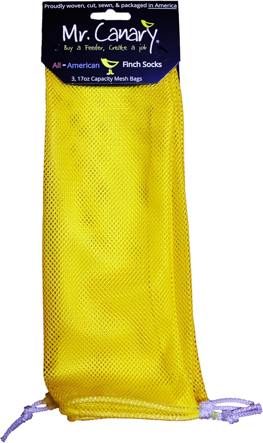 Mr. Canary All-American Finch Socks, 3CT, 17oz Capacity Each, Ready-to-Fill with Nyjer/Thistle Seed