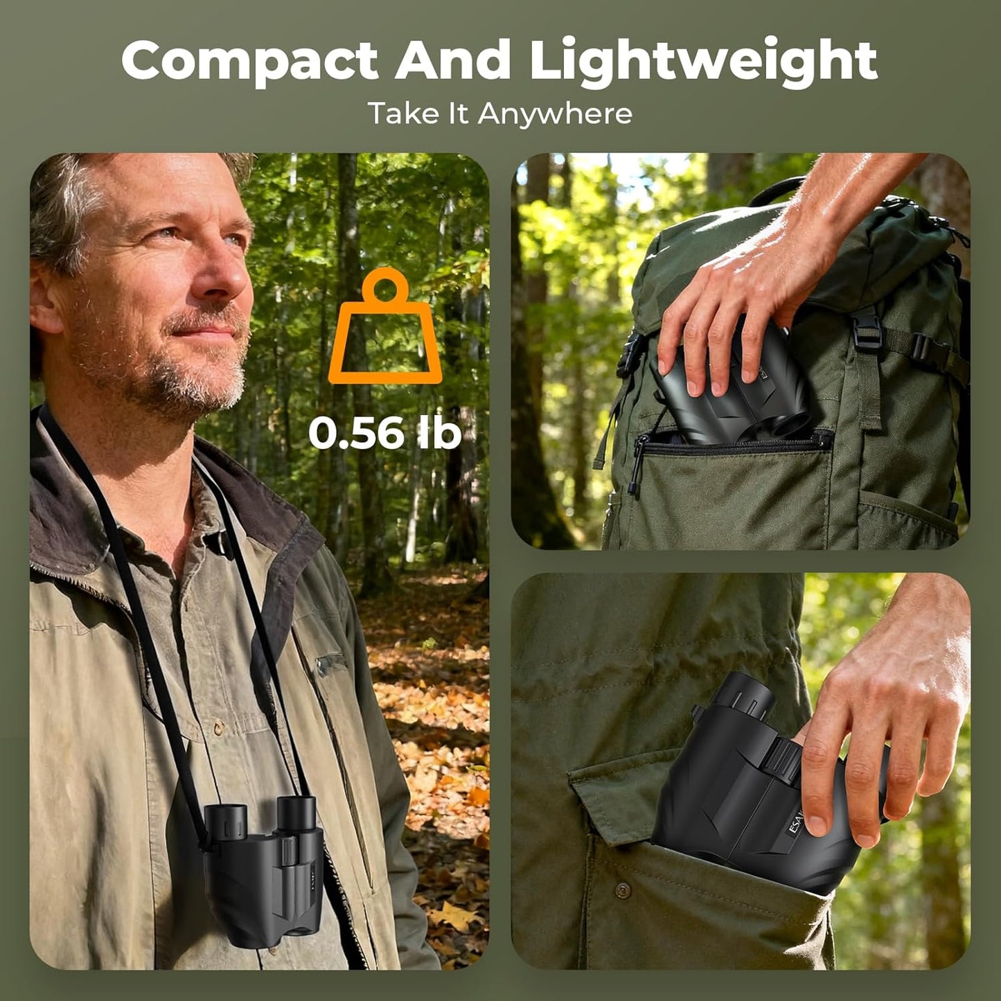 ESAKO 12x30 High Powered Binoculars for Adults & Kids, Compact Waterpr