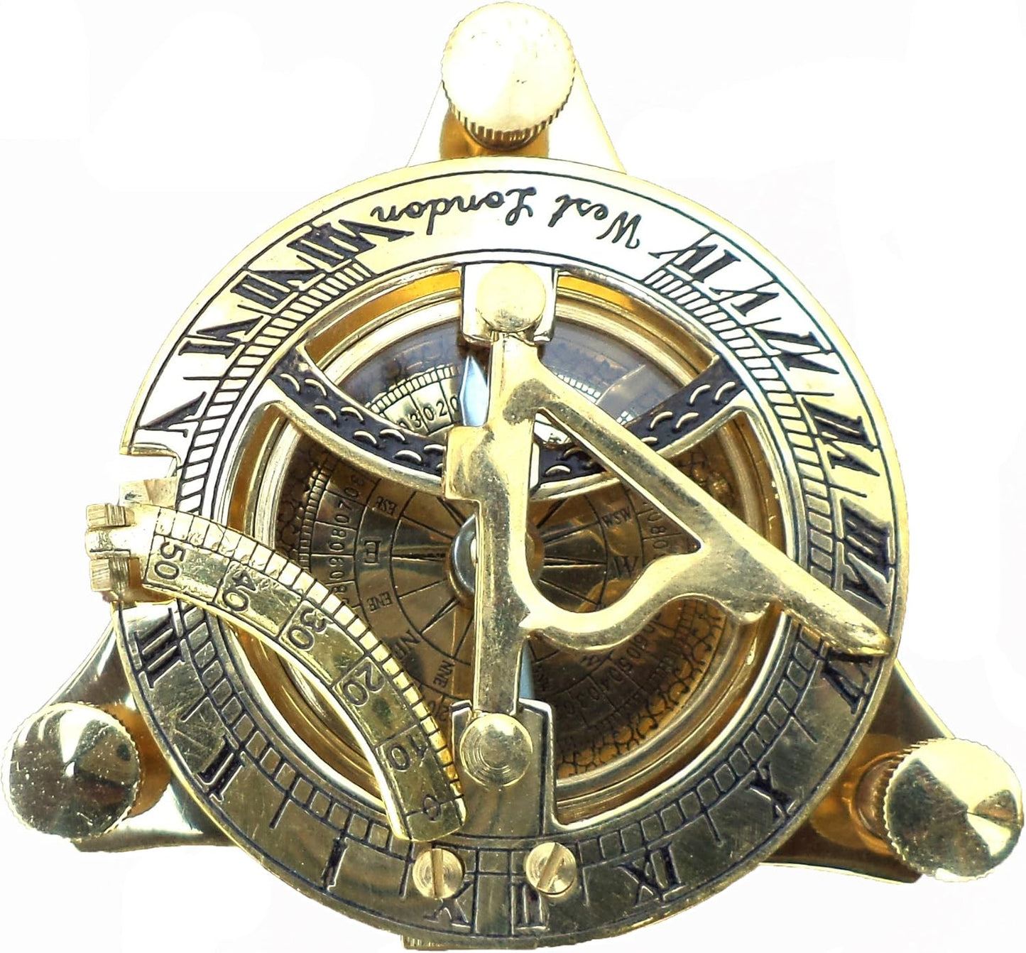 Vintage Shiny Brass Pirate's Booty Compass – Nautical Maritime Sundial Navigation Tool for Travelers, Hikers, Adventure Gear & Collectible Decor