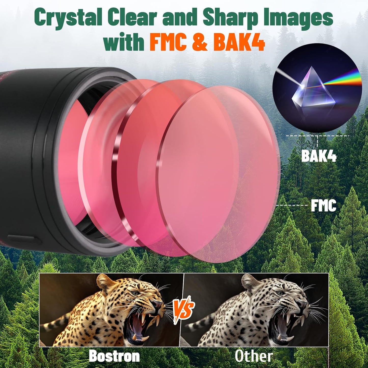 20-60x82 Spotting Scopes for Target Shooting with Upgraded Large Eyepiece, Spotting Scope with Tripod Carrying Bag Phone Adapter, BAK4 IPX7 Waterproof Spotter Scopes for Birding Watching