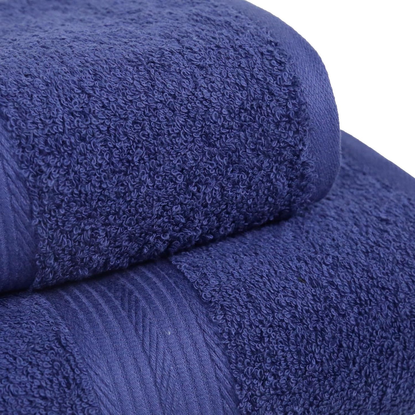 Amazon Basics 6-Piece Fade-Resistant 100% Cotton Towel Set, Soft and Absorbent, 2 Bath Towels, 2 Hand Towels, 2 Washcloths, Navy Blue