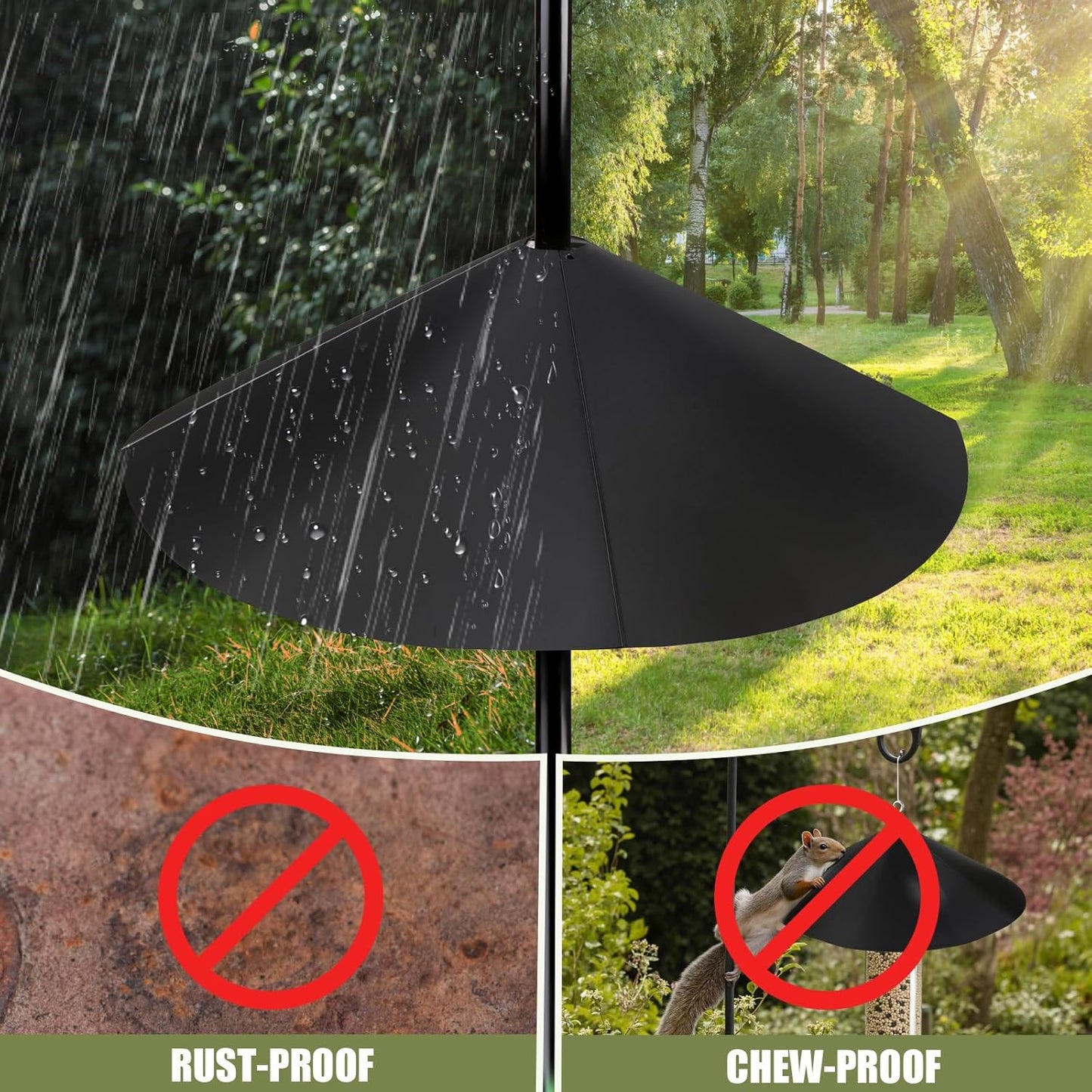 19 Inch Metal Squirrel Baffle,Squirrel Guard for Bird Feeder Without Screws Assemble,Hanging Baffle Outdoor Protect Bird Feeders and Pole Mount from Raccoon Squirrels Rodents
