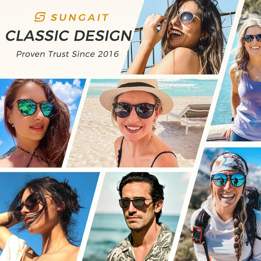 SUNGAIT Premium Vintage Round Sunglasses for Women Men Classic Retro T