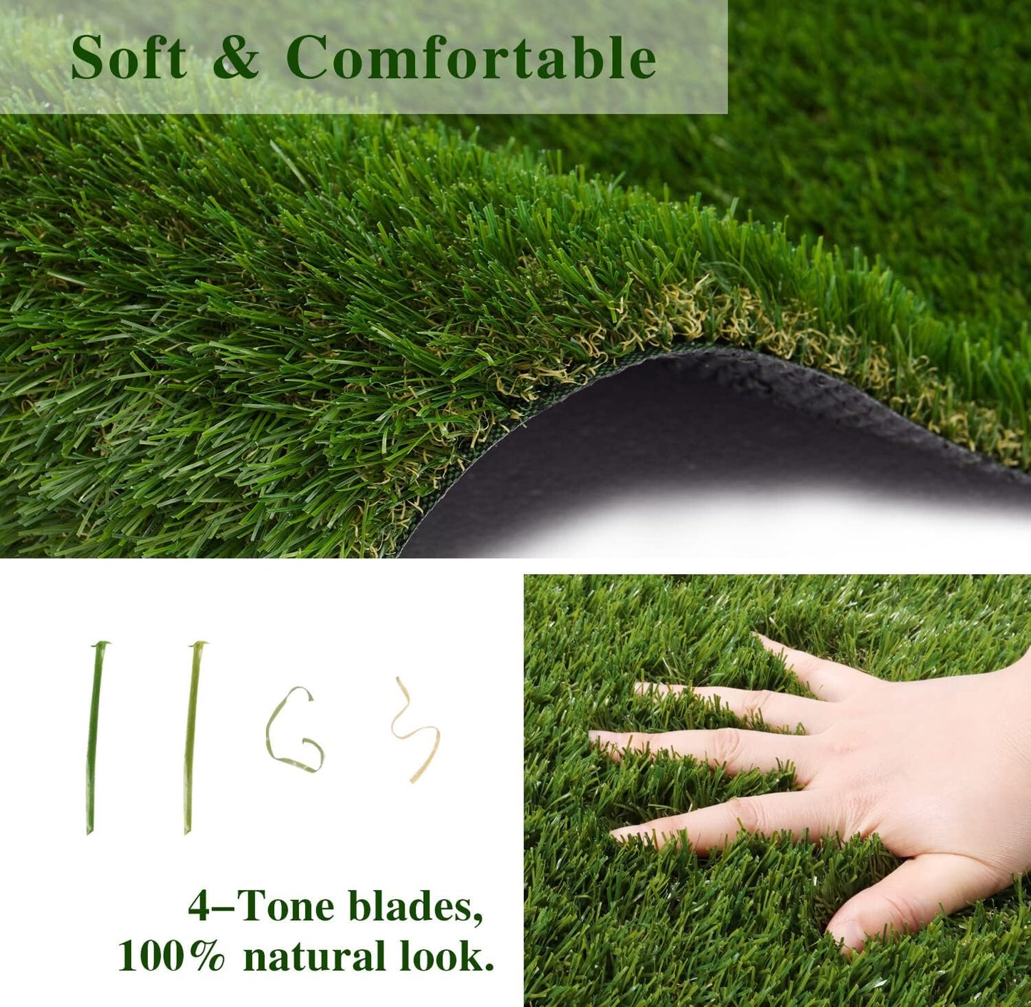 Goasis Lawn Realistic Thick Artificial Grass Turf Lawn -Indoor Outdoor Garden Lawn Landscape Synthetic Grass Mat - Thick Fake Grass, 4FTX7FT(28 Square FT)
