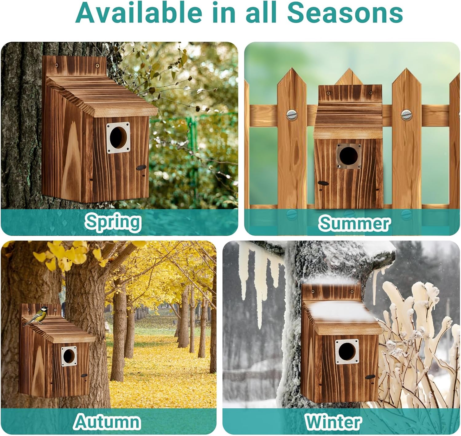 2 Pack Bird Houses for Outside with Metal Predator Guard for Bluebird 