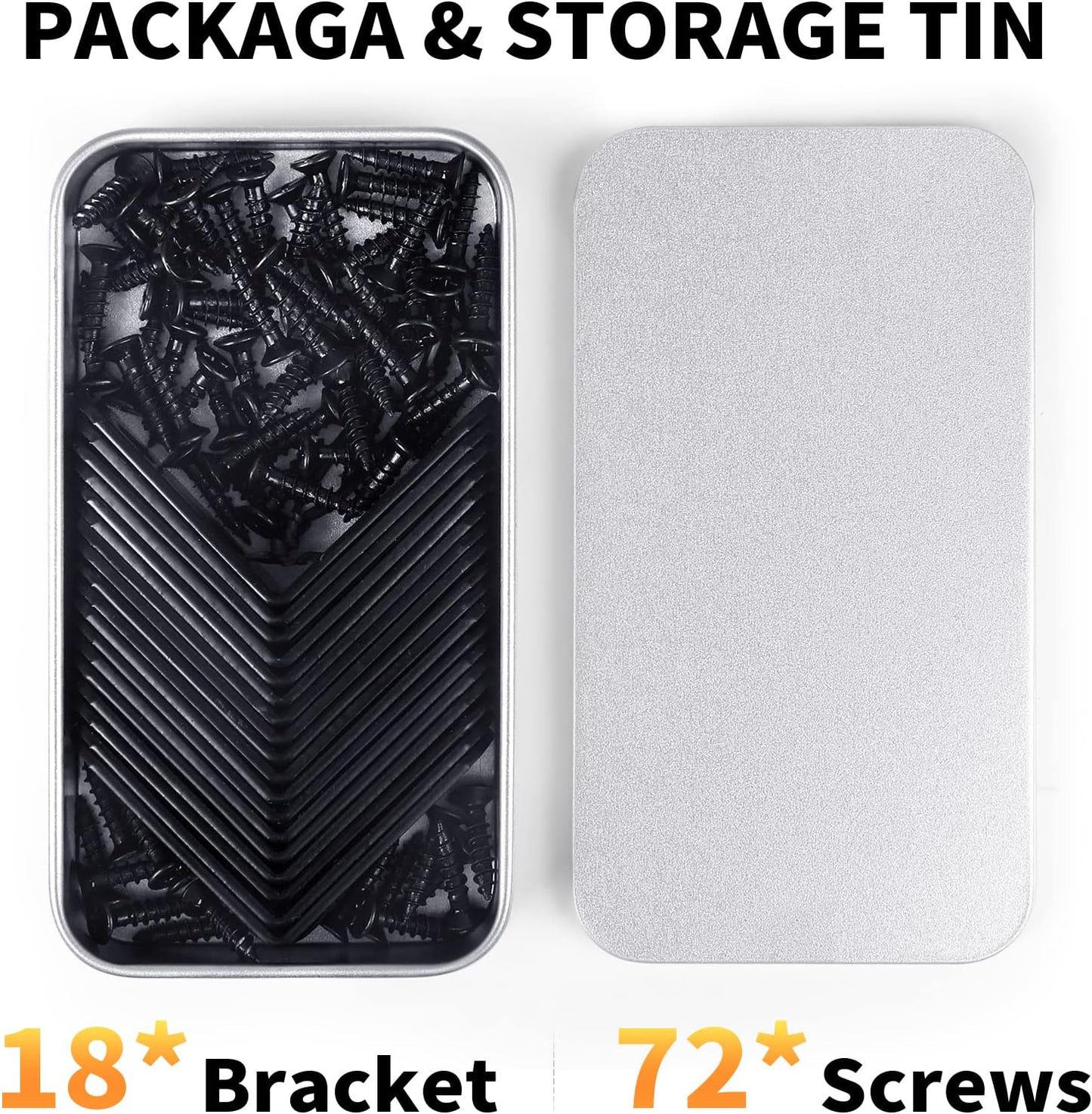 18PCS L Bracket Corner Bracket, FATLODA Stainless Steel L Brackets for Shelves, Black Small Right Angle Bracket, Metal Corner Brace for Wood Furniture Cabinet Chair with 72PCS Screws (1.57x1.57 in)