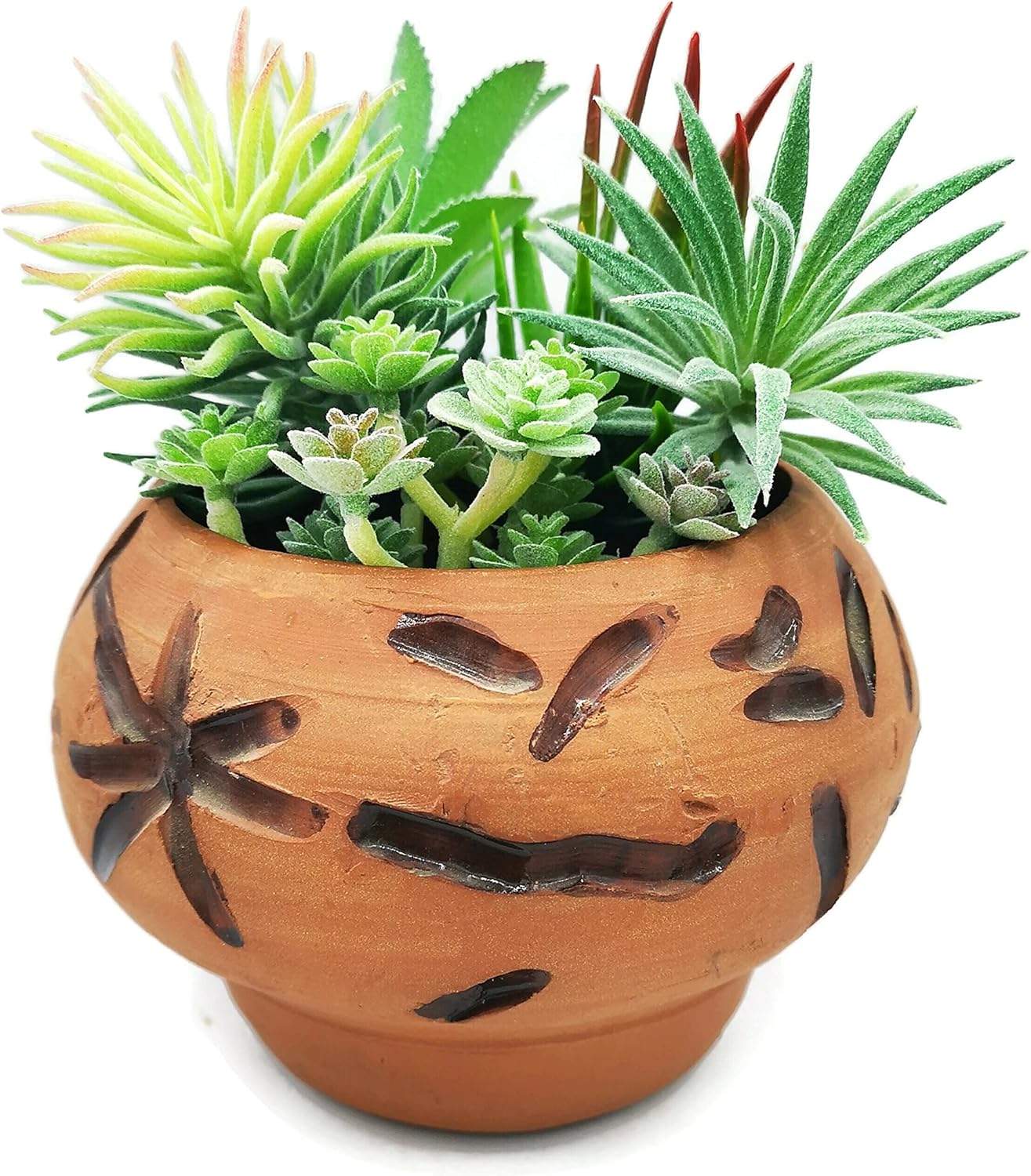 Terracotta Ceramic Cachepot Planter Pot For Succulents, Handcrafted Pottery, Office Desk Accessories Decor