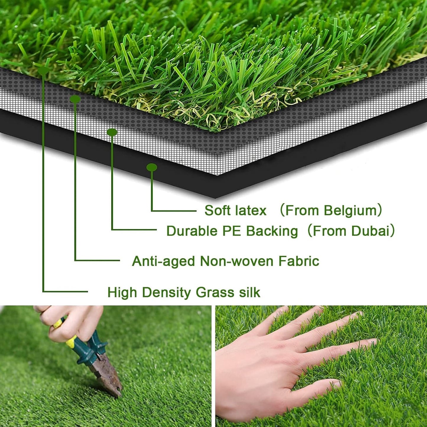 1.38" Artificial Turf Grass,4FT x 6FT Fake Grass Rug Indoor Outdoor,Realistic High-Density Sturdy Artificial Turf Carpet for Dogs Pets Garden Lawn Landscape