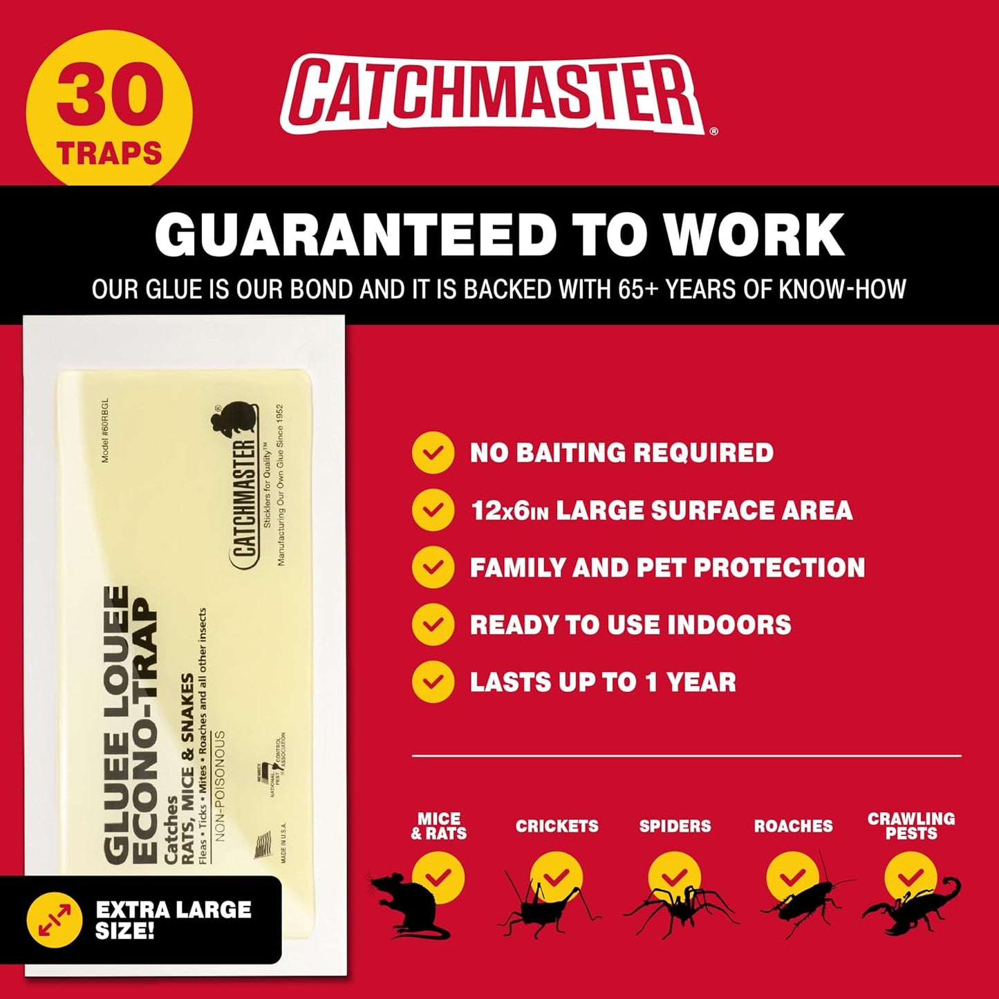 Catchmaster Gluee Louee Rat Extra Large Traps 30-PK, Heavy Duty Glue T