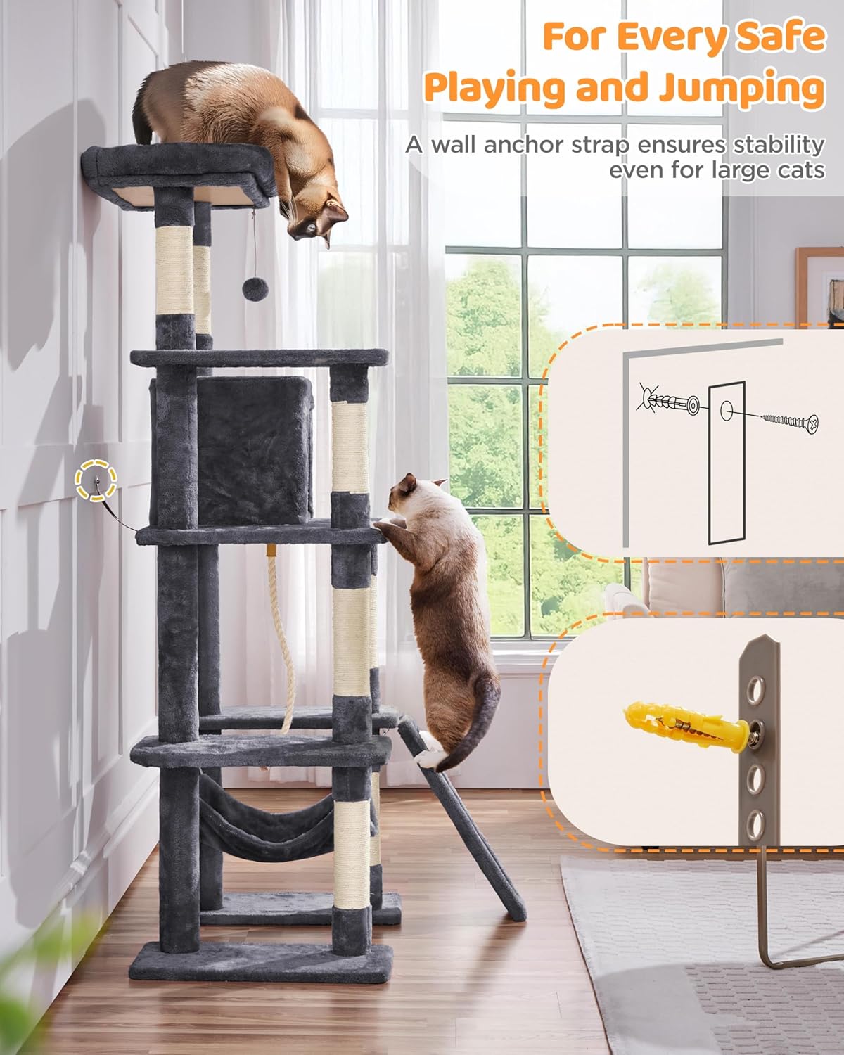 Yaheetech Large Multi-Level Cat Tree, 63 Inches Tall with Sisal-Covere