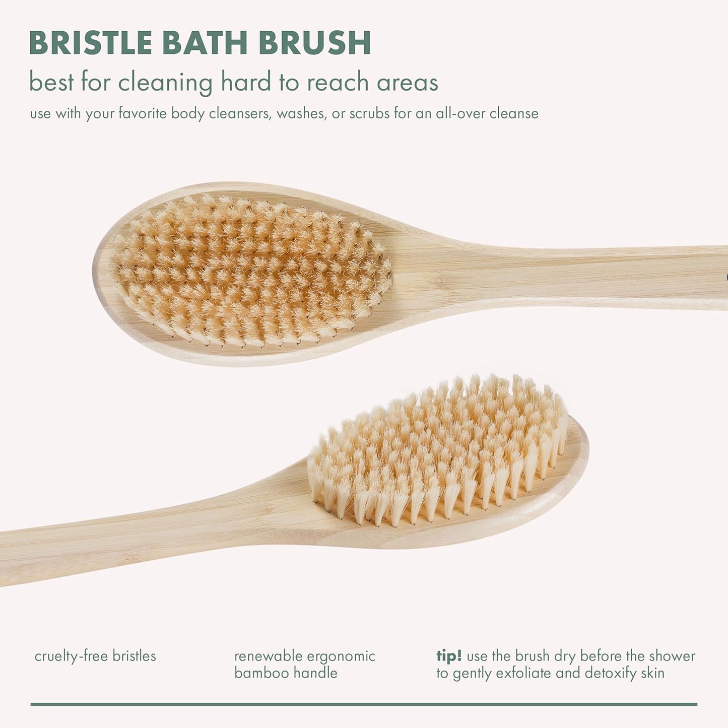 EcoTools Bath Bristle Brush, Bath Brush with Long Handle, Cleanse Back