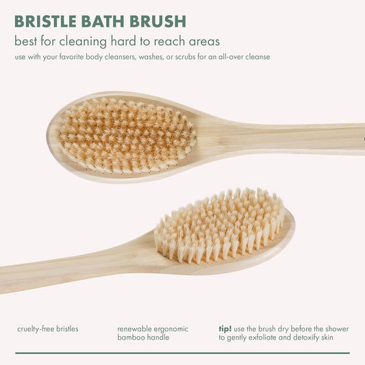 EcoTools Bath Bristle Brush, Bath Brush with Long Handle, Cleanse Back