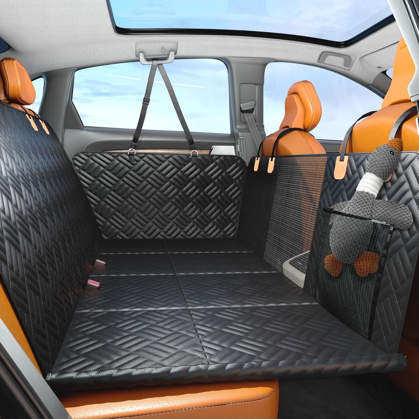 PROZAR Dog Car Seat Cover for Back Seat, Hard Bottom Back Seat Extende