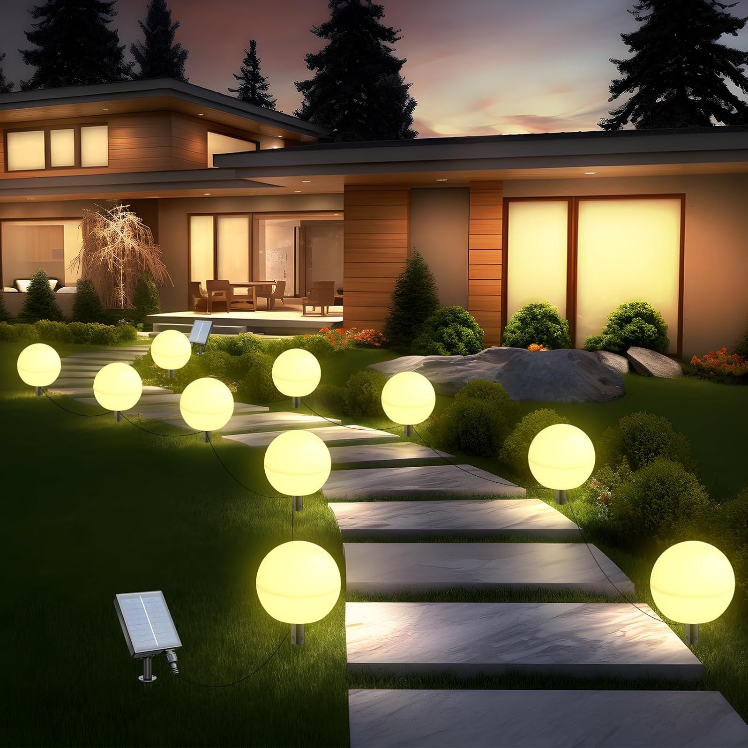 Solar Lights Outdoor Waterproof Decorations, 5 Pack Solar Globe Lights