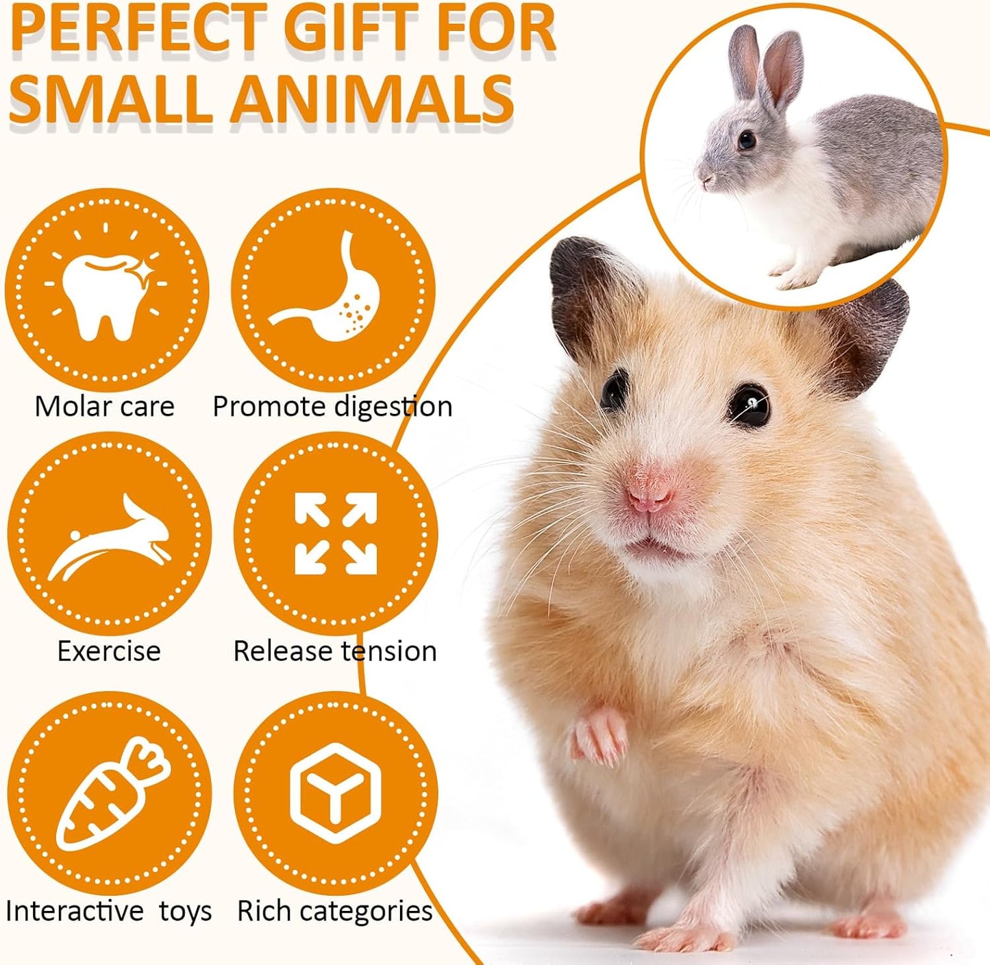 VESPRO Hamster Toys Set, Guinea Pig Toys Small Animal Chewing Toy and 